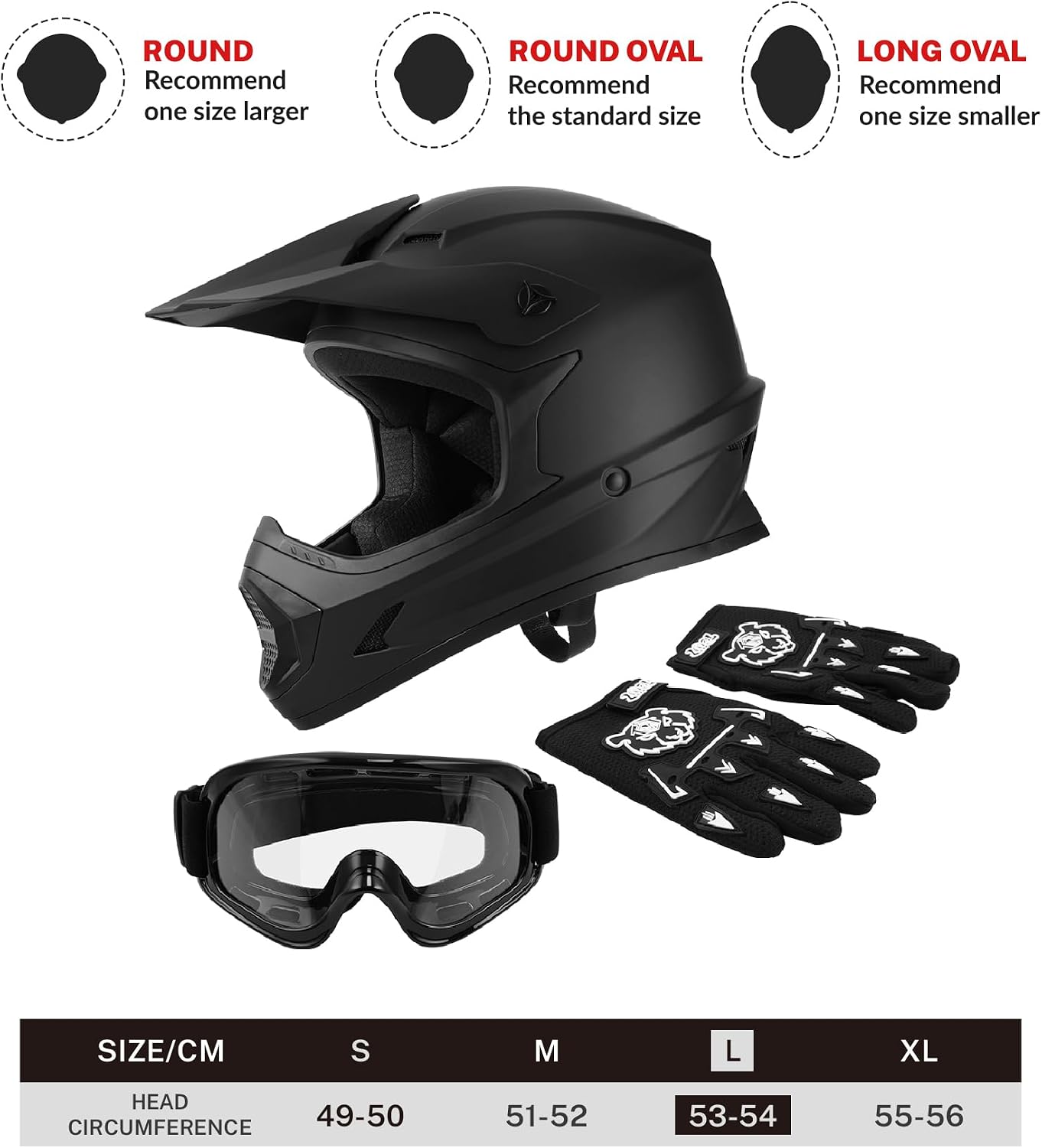 SLMOTO ATV Helmets for Kids Youth DOT Motocross Offroad Street Helmet Motorcycle Blue Helmet Dirt Bike Motocross Helmet+Goggles+Gloves