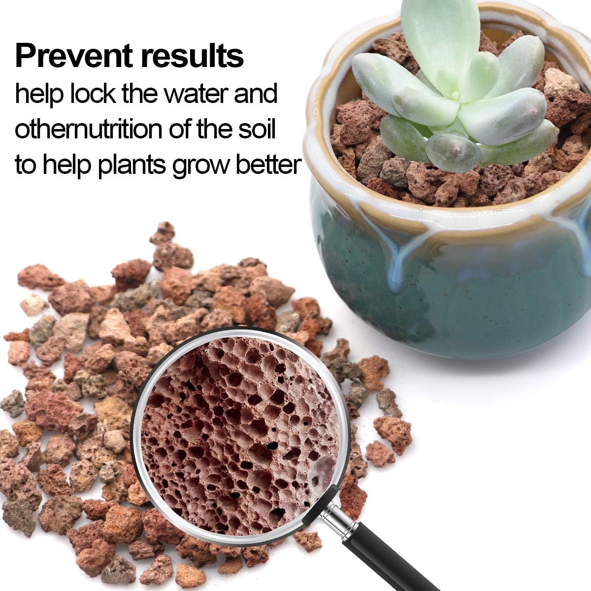 Mix Horticultural Lava Pebbles Pumice Potting Soil Amendment Succulent Cactus Bonsai Gritty Rock Decorative Gravel Plant Drainage Volcanic Rock for Terrarium Fairy Gardening Top Dressing 2.2lb