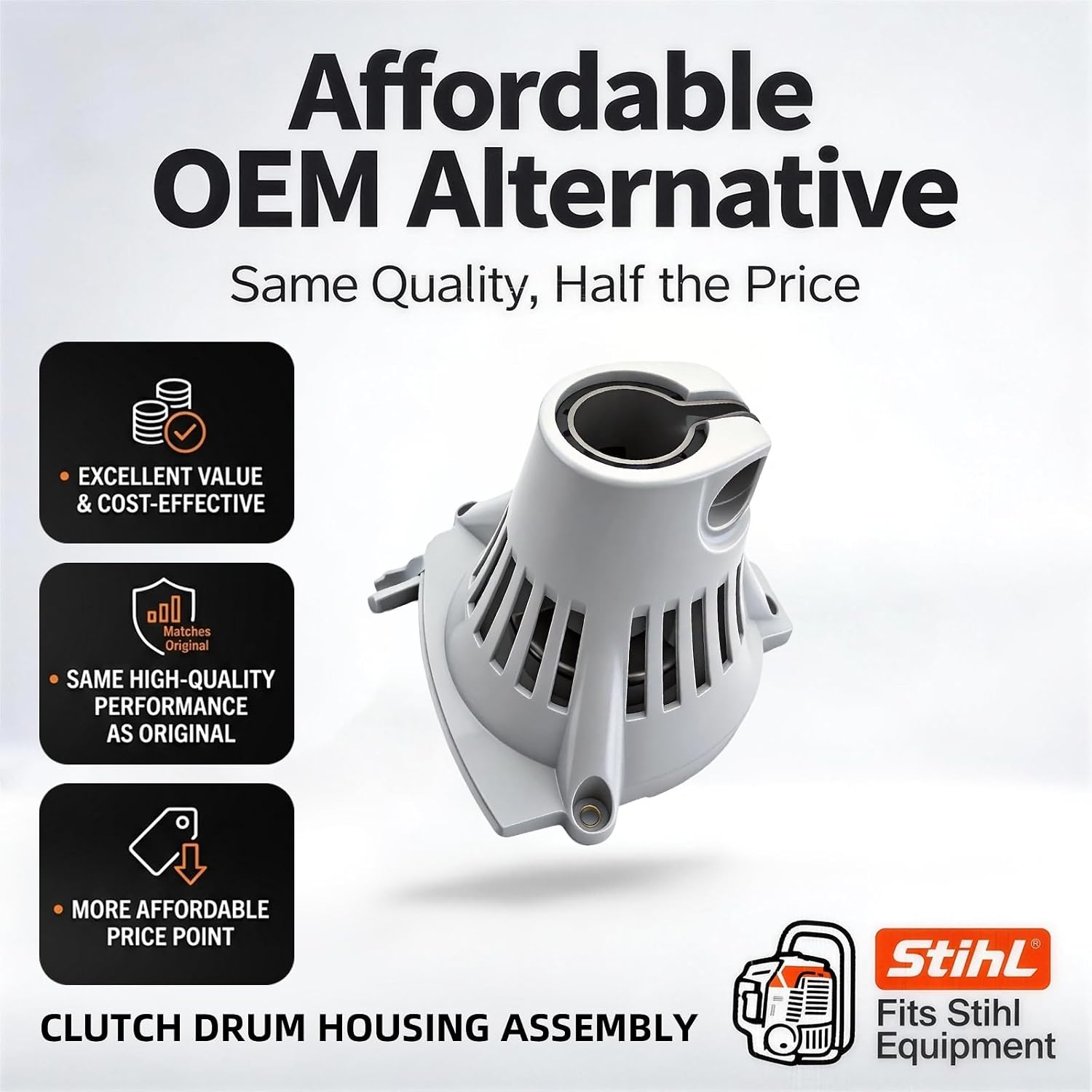4180-080-1809 Clutch Drum Housing Assembly for Stihl FS90, FS100, FS110, FS130, KM110, KM130 Trimmers, Replacement Part for FS90r, FS100rx, FS110r