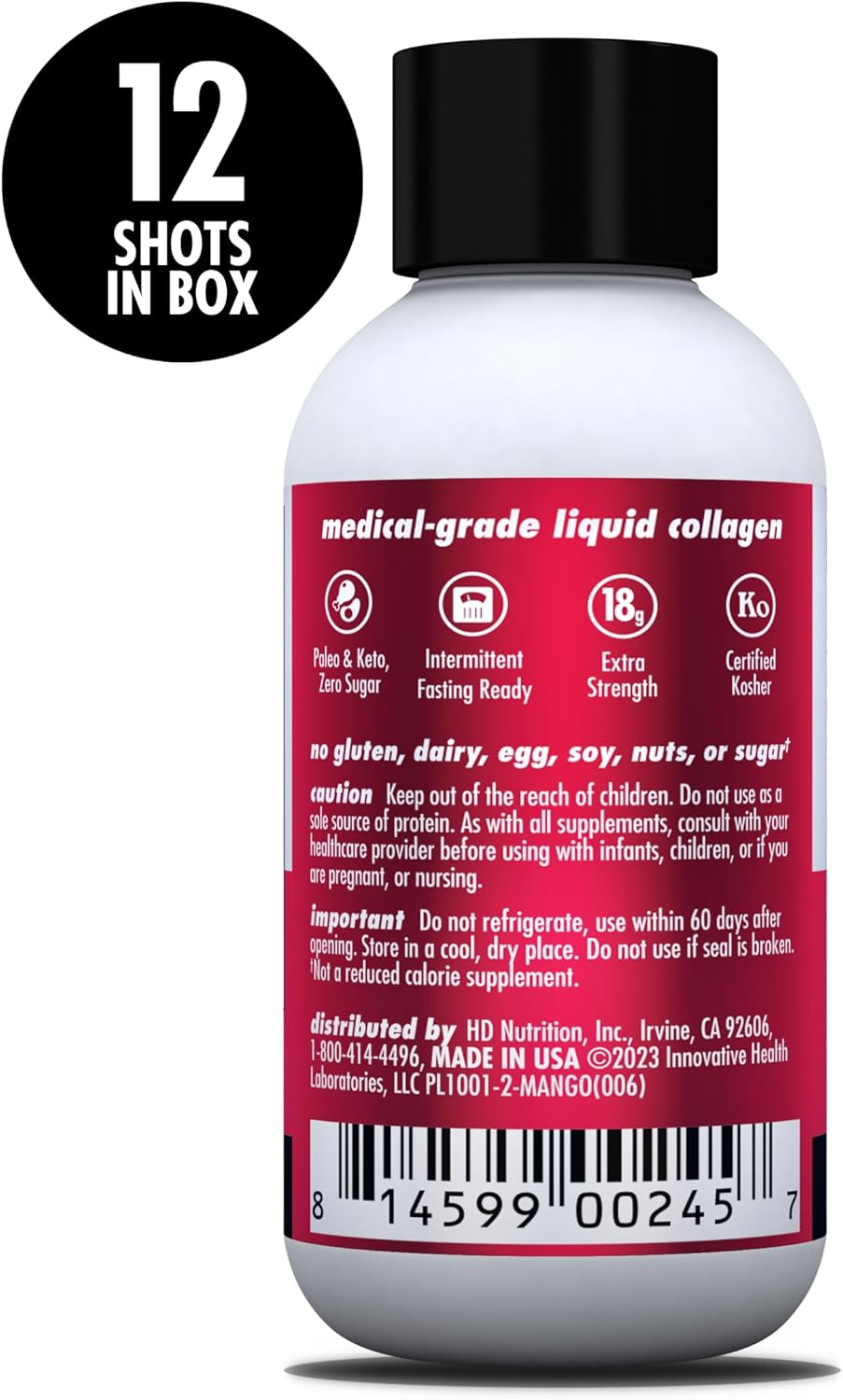 HEALTH DIRECT AminoSculpt Sugar-Free Liquid Collagen, Tart Cherry, 30 oz | High-Potency Collagen for Men & Women. Supports Hair, Skin, Nails & Joints. Medical-Grade, No Mixing, Non-GMO & Grass-Fed