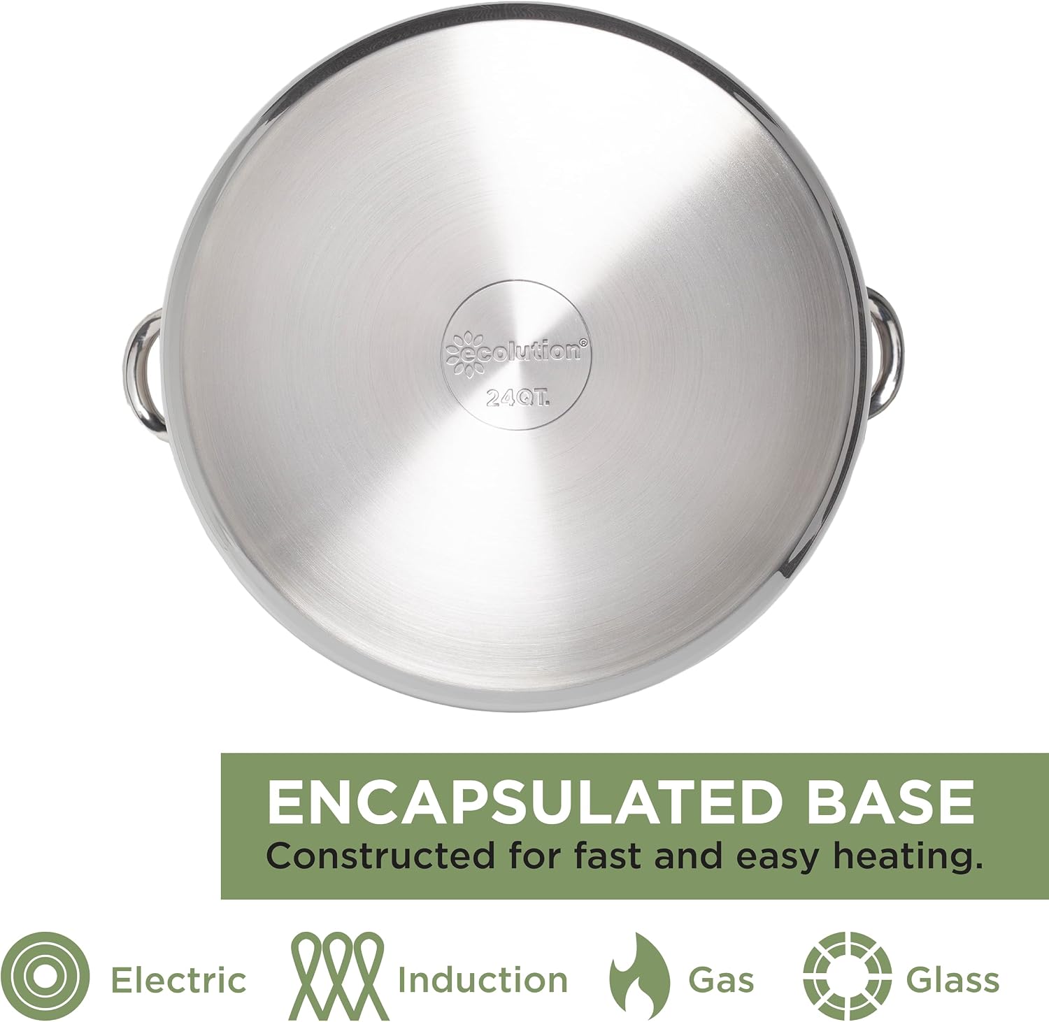 Ecolution Stainless Steel Sauce Pan, Encapsulated Induction Ready Cooking Pot with Glass Lid, Oven Safe, Dishwasher Safe Soup Pot, 2-Quart