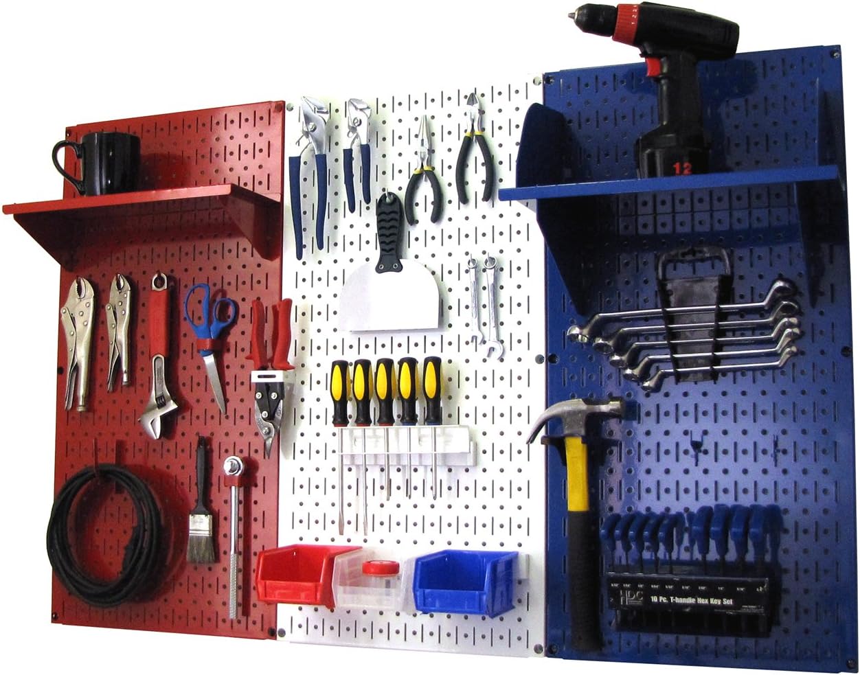 Wall Control Patriot Pegboard Organizer American Made 4ft Metal Pegboard Tool Storage Kit Made in The USA