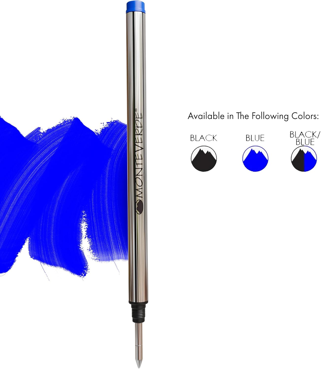 Monteverde Rollerball Refill to Fit Montblanc, Fine, Blue, 2 Pack | Rollerball refill delivers fluid ink flow, bold lines