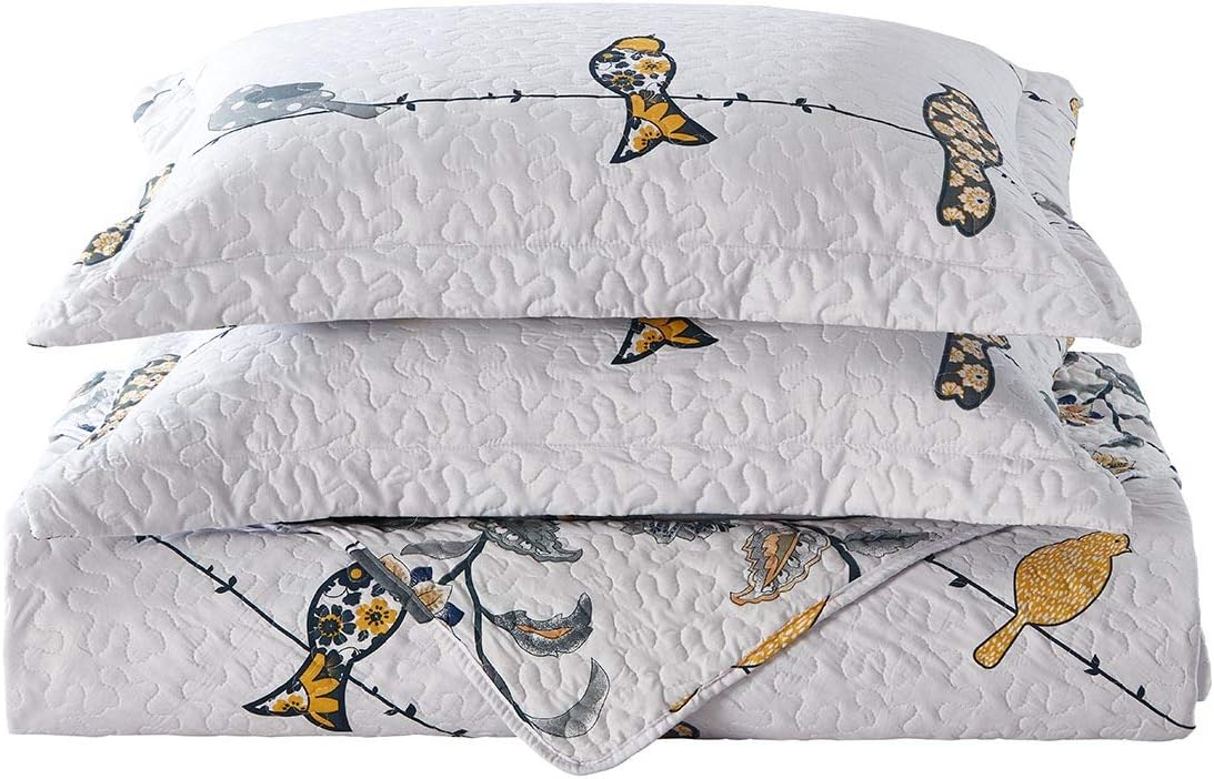 Royal Hotel Ayat Birds Oversized Coverlet Set Queen Size – Luxury Queen Quilt Bedspread, All Season Soft Filled Quilts