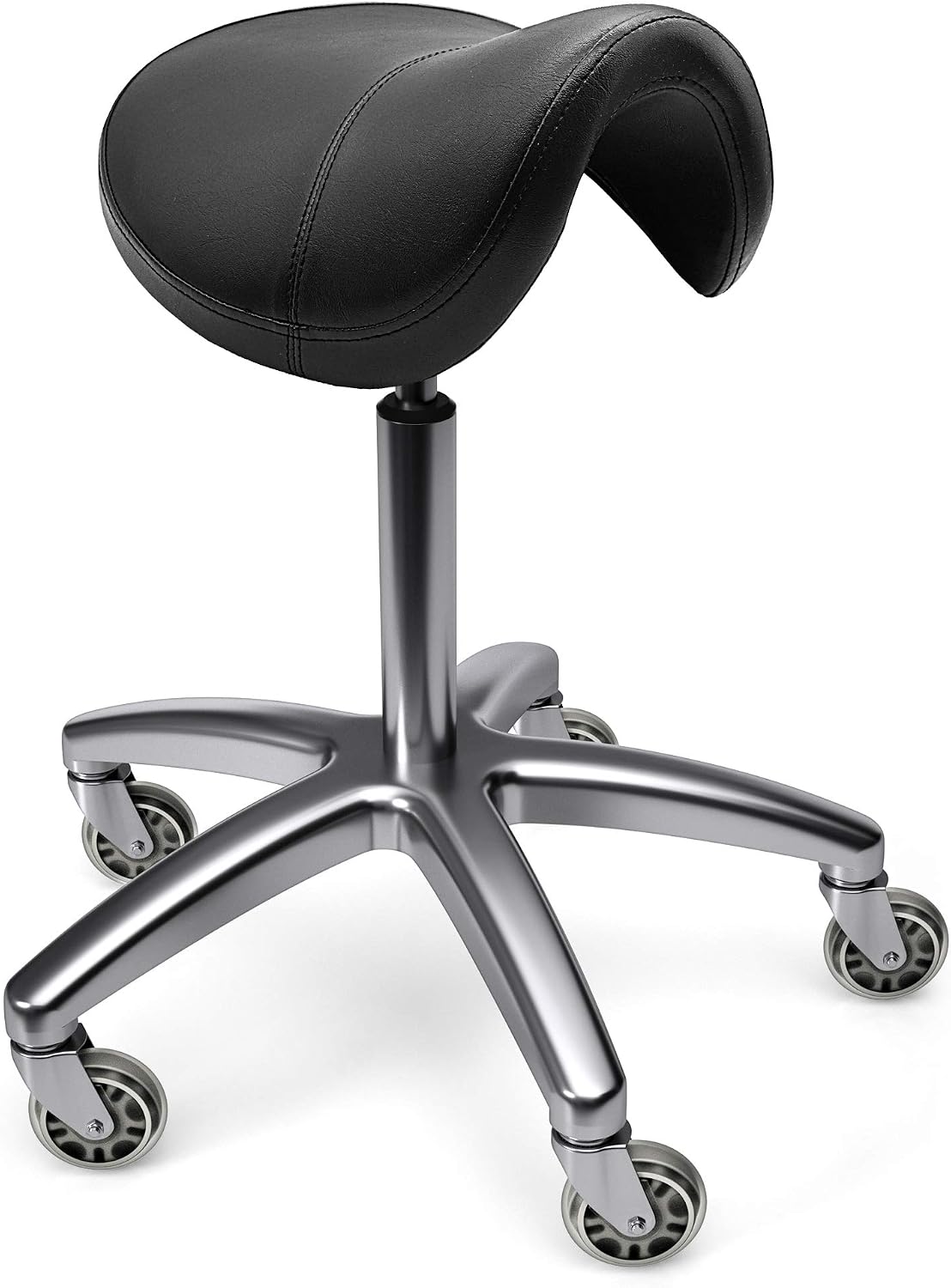TASALON Wheeled Ergonomic Swivel Saddle Stool, Black