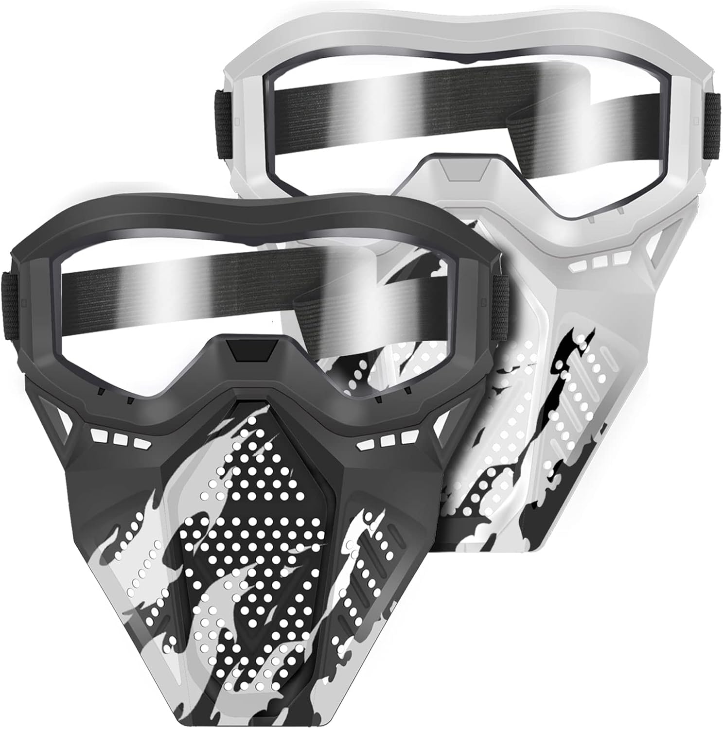 POKONBOY 2 Pack Tactical Mask with Goggles Compatible with Nerf Rival , Apollo, Zeus, Khaos, Atlas, & Artemis Blasters Rival Mask Red & Blue