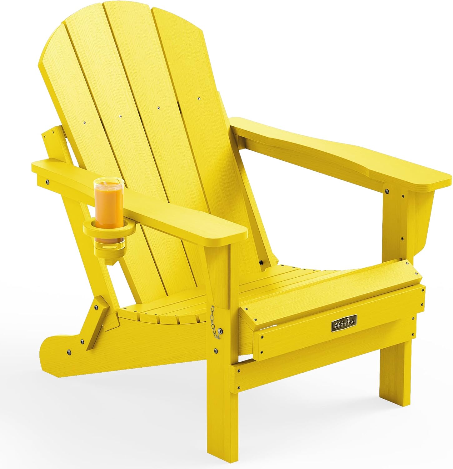 SERWALL Folding Adirondack Chairs with Cup Holder, Outdoor Fire Pit - Blue