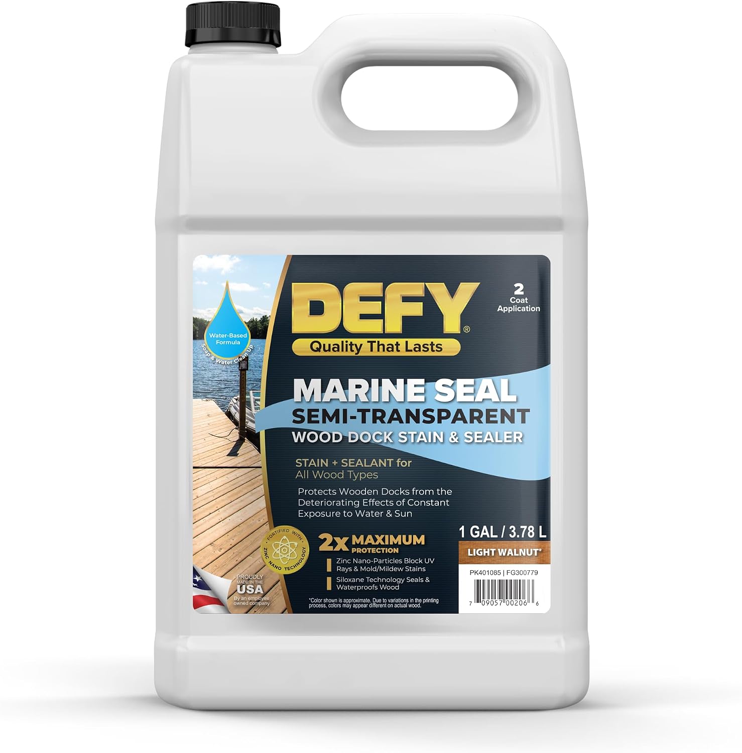 DEFY Marine Seal Semi-Transparent Exterior Wood Stain and Sealer - Waterproof Sealant for Wood Docks, Boat Piers, Marinas, Boardwalks, & More - Cedar Tone - 5 Gallon, Made in USA