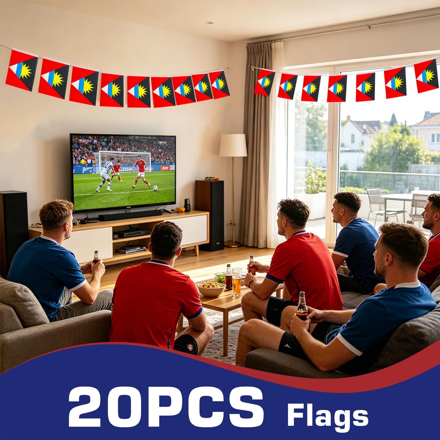 Nicaragua String Flags Banner Mini Small Nicaraguans Flag Bunting Patriotic Hanging Decor,National Holiday, Sports Game, Fiesta & Themed Party,18 Feet 20 Flags