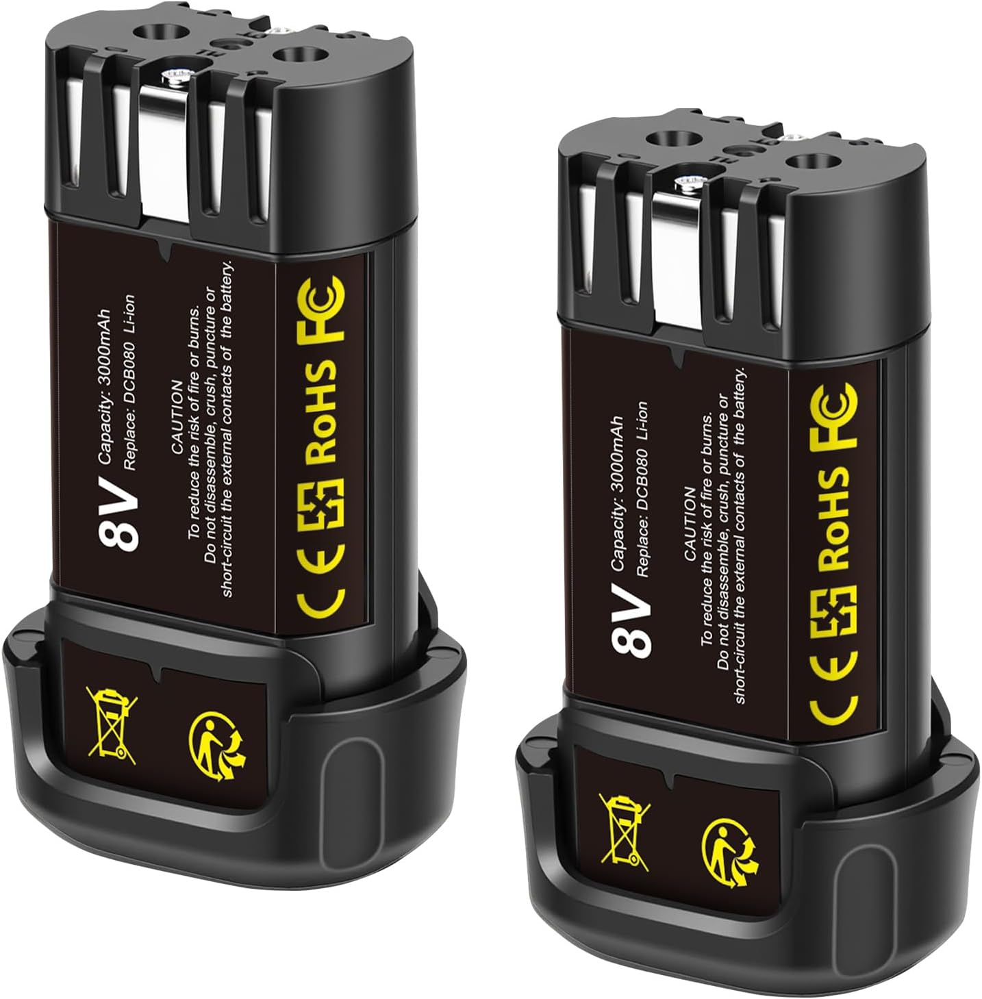 2 Pack 3000mAh 8V Li-ion Replacement Battery Compatible with DEWALT DCB080 DCF680N1 DW4390 DCF680N2 DCL023 DCF680 DCB095 DCF682 Cordless Power Tools