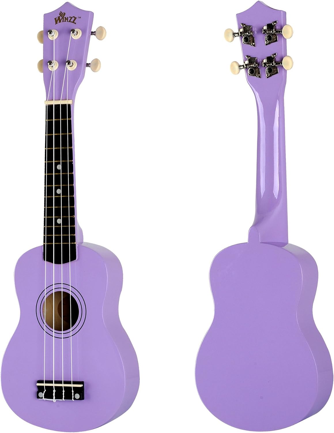 Winzz Soprano Ukulele Starter Kit For Beginners with Bag, Clip-On Tuner, Extra Strings, Strap, Plectrum, Fret Stickers, Chords Card, Polishing Cloth, Black