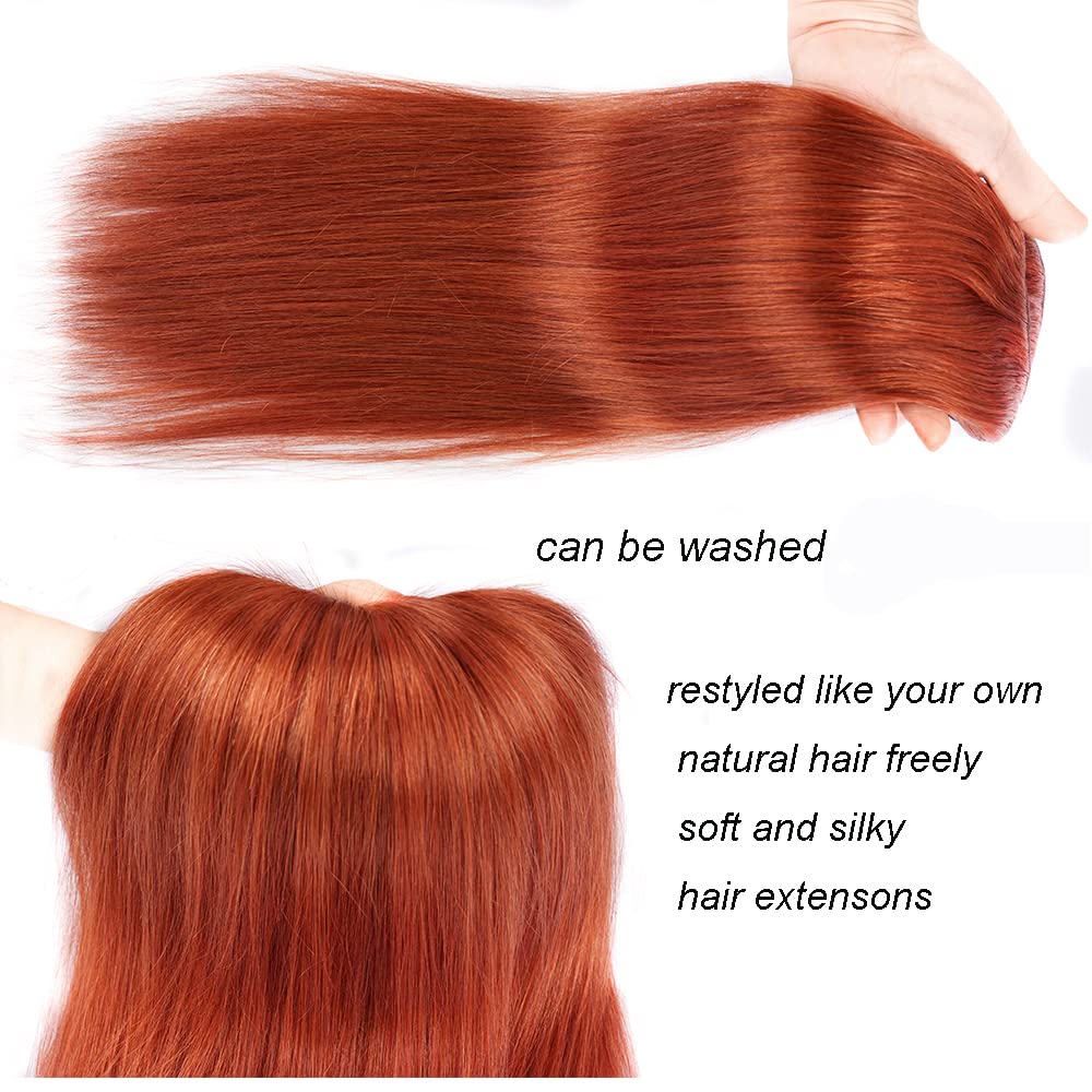 22" Clip in Human Hair Extensions Full Head 200g 10 Pieces 22 Clips Light Brown Double Weft Brazilian Real Remy Hair Extensions Thick Straight (22"