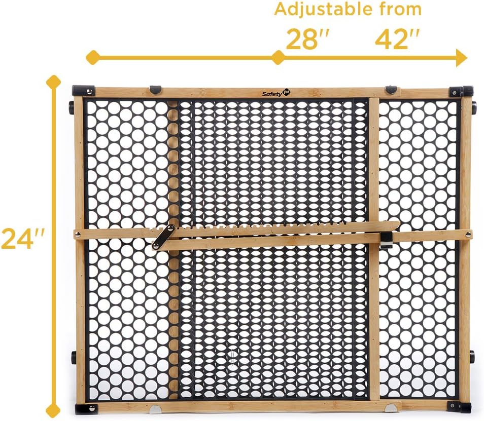 Safety 1st Bamboo Baby Gate for Doorways, No Drill Easy Install, Dog Gates, Fits 28"-42", 24" High, Bamboo and Black