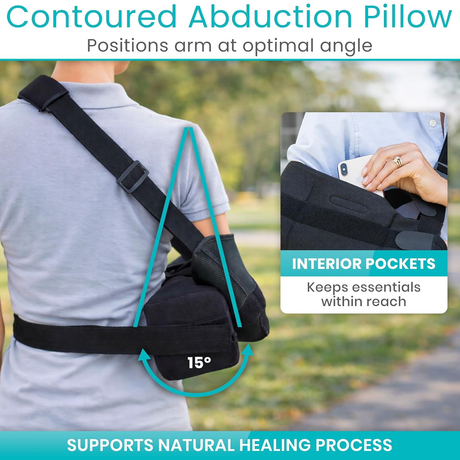 Vive Shoulder Abduction Sling - Immobilizer for Injury Support - Pain | Relief Arm Pillow for Rotator Cuff, Sublexion, Surgery, Dislocated