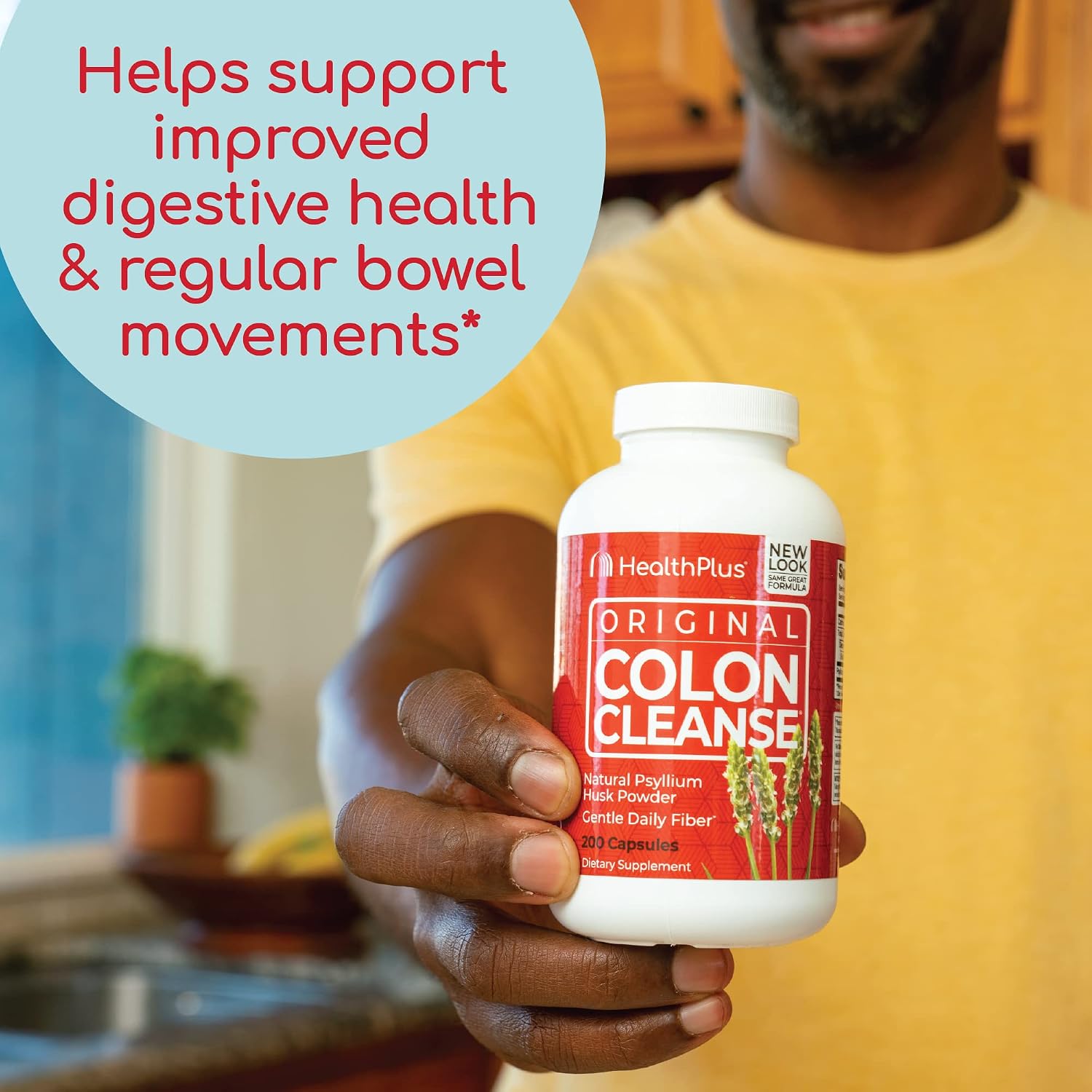Health Plus Colon Cleanse Digestive Support | All Natural Daily Fiber for Toxin Elimination To Reduce Bloating | Supports Heart Health | 200 Capsules