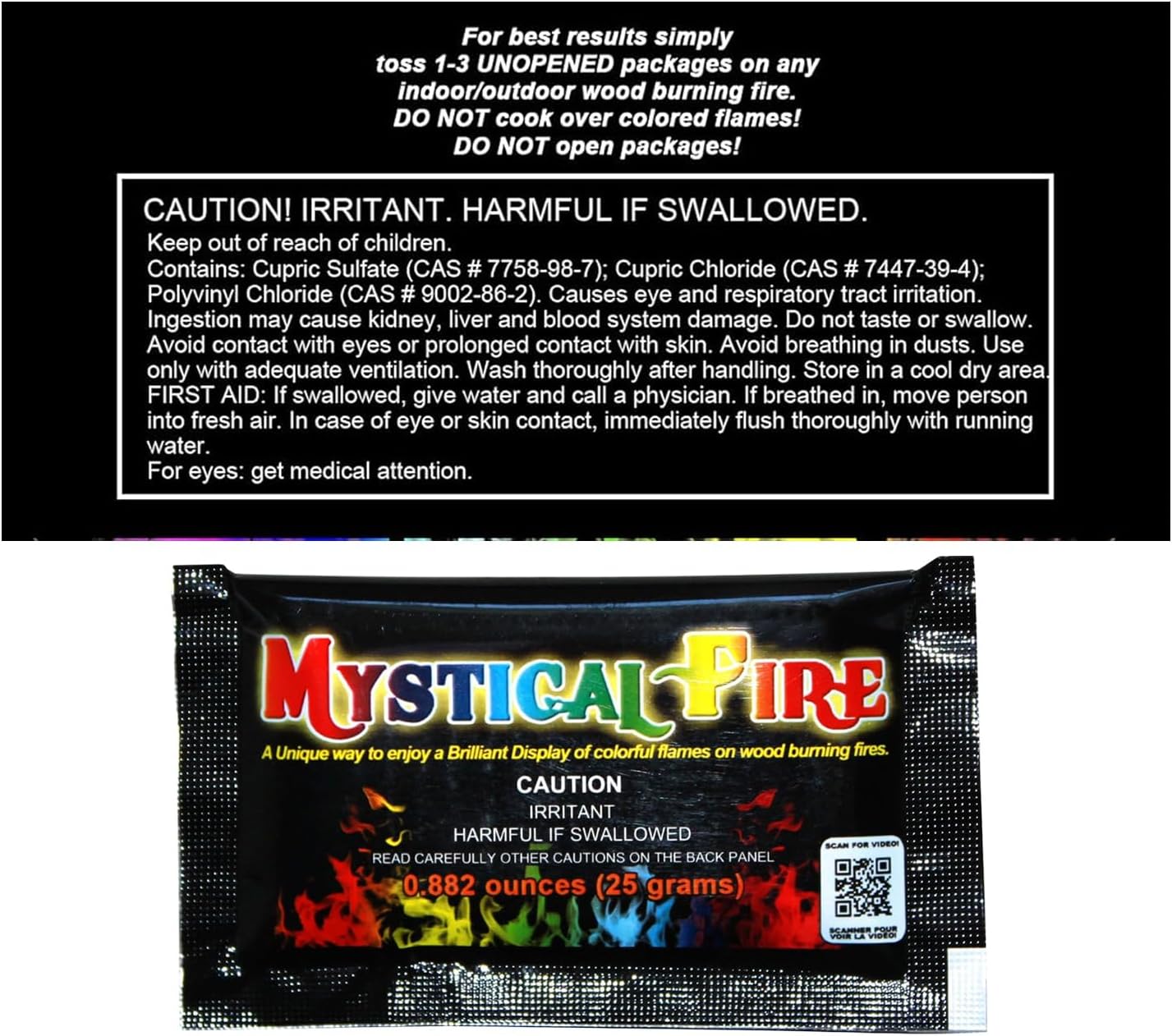 Mystical Fire Color Changing Packets – Colorful Fire Changer Packets 25pk | 25-pack color changing fire packets creates colorful flames in fire pits and camp fire. Easy to use, long-lasting effect