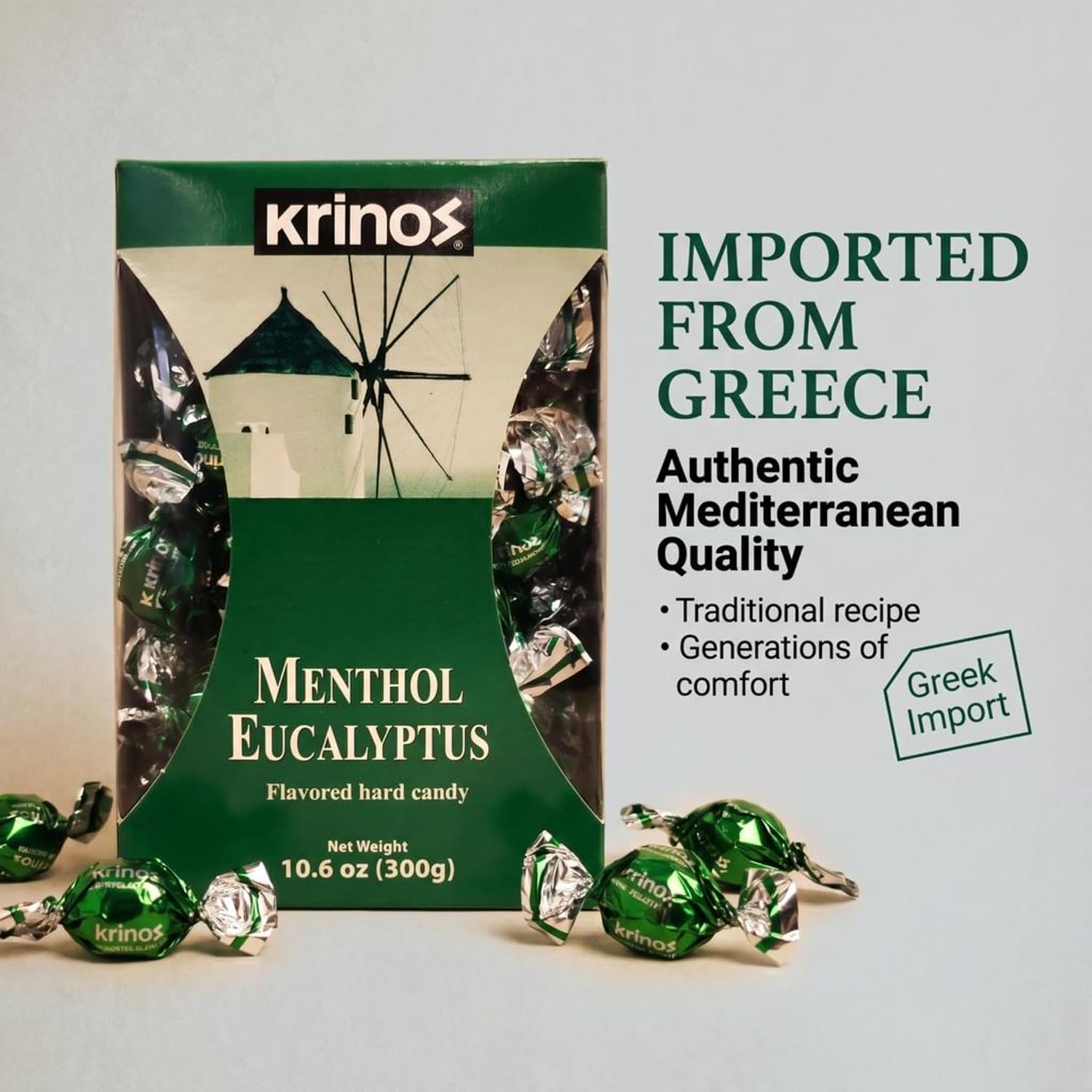 Krinos Cinnamon Candy - Hard Candy Imported from Greece, 10.6 oz | Natural flavors of cinnamon. Imported from Greece. Ideal as a after-meal palate cleanser and sharing at parties and gifts.