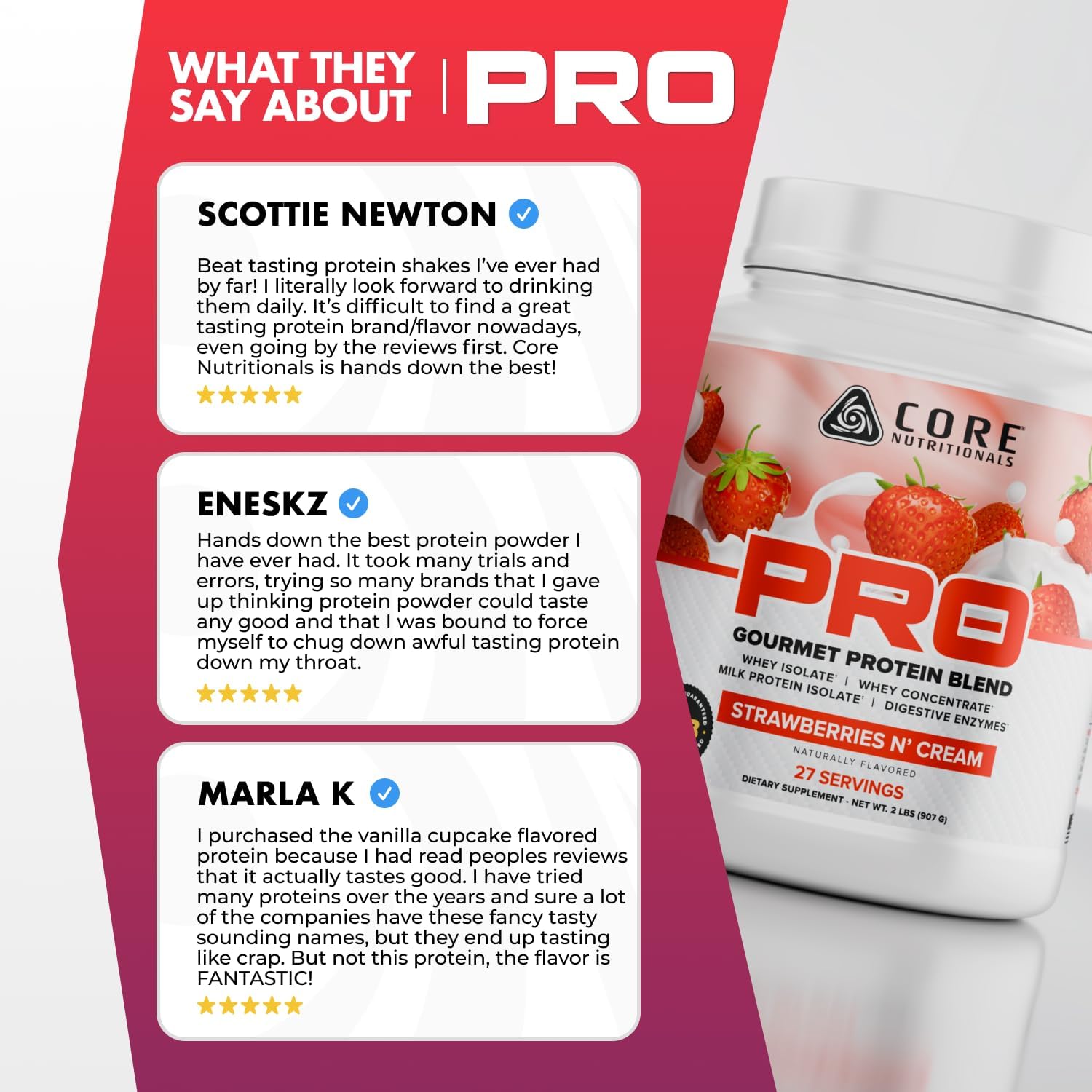 Core Nutritionals Pro Sustained Release Protein Blend, Digestive Enzyme Blend, 25G Protein, 2G Carb, 28 Servings (Frosted Vanilla Cupcake)