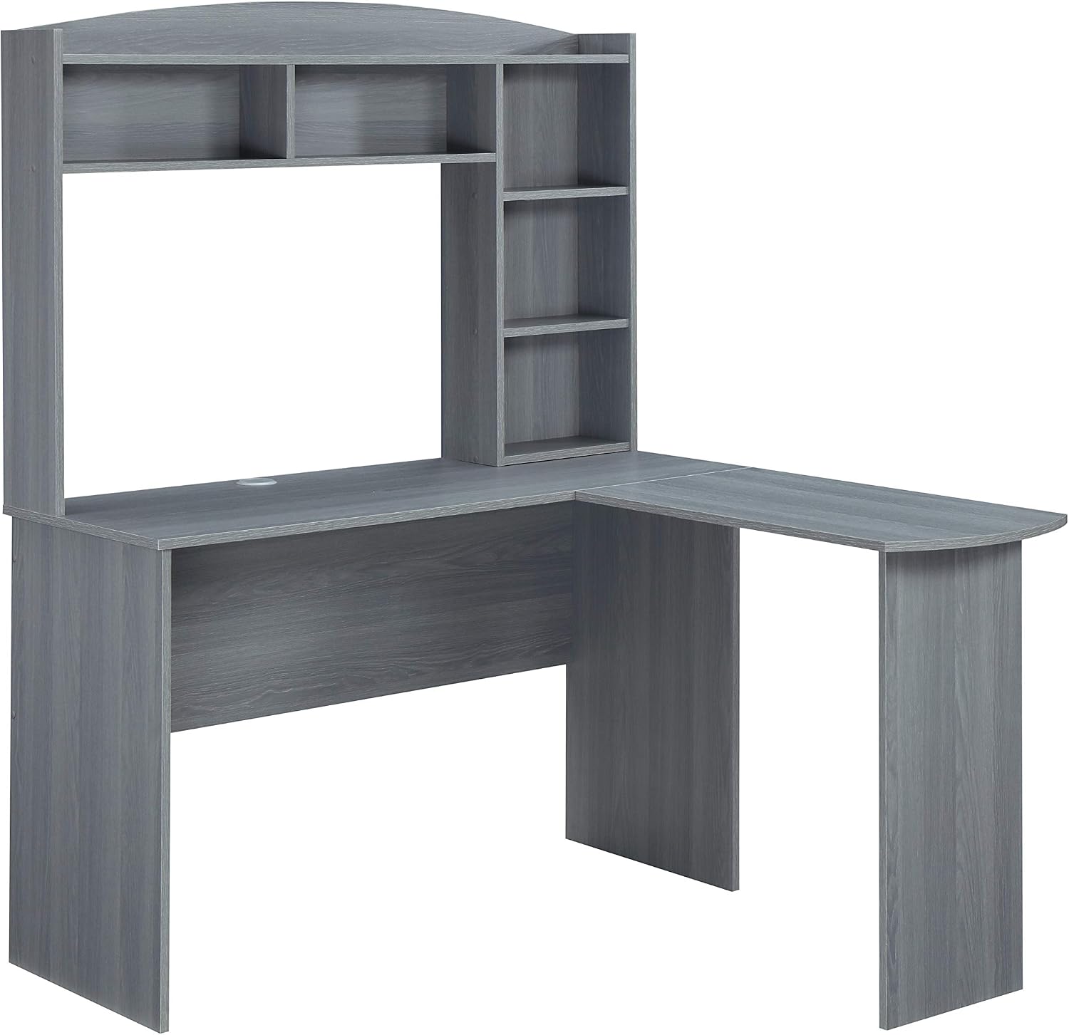 Techni Mobili Modern L-Shaped Desk with Hutch, Grey