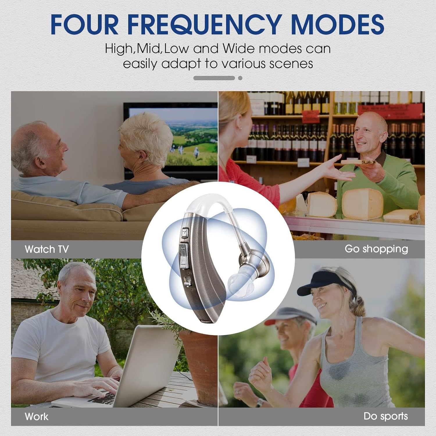 Britzgo BHA-220D Silver Hearing Amplifier, Modern and Fashion Designed Adjustable Tube to Fit Both Ears, Silver/Gray
