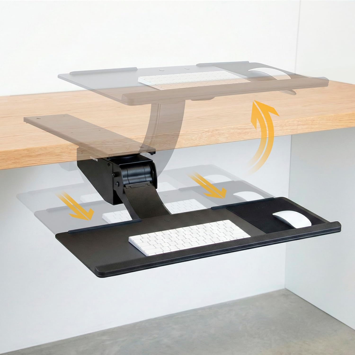 Mount-It! Under Desk Keyboard Tray, Adjustable Slide-Out Keyboard & Mouse Platform, 26.5" W × 10" D, Ergonomic Wrist Rest, Height Tilt & Swivel