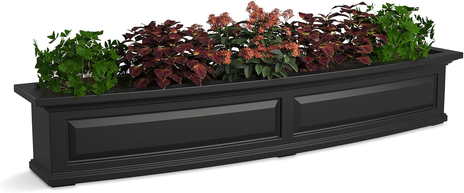 Mayne Nantucket 36in Self-Watering Rectangular Window Box Planter, White | Self-watering, All season, Fade resistant, Mounting brackets included, Built-in overflow, 15-year warranty