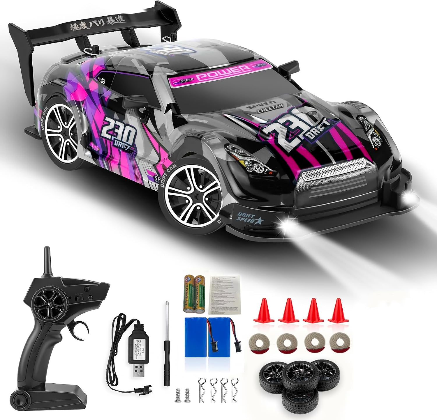 RC Drift Car, 1:16 Scale Drifting RC Cars 2.4GHz 4WD 40km/h | RC Race Car, High-Speed Remote Control Drift Car Vehicle, Racing Sport Toy Gift for Boys Girls Kids(Purple)