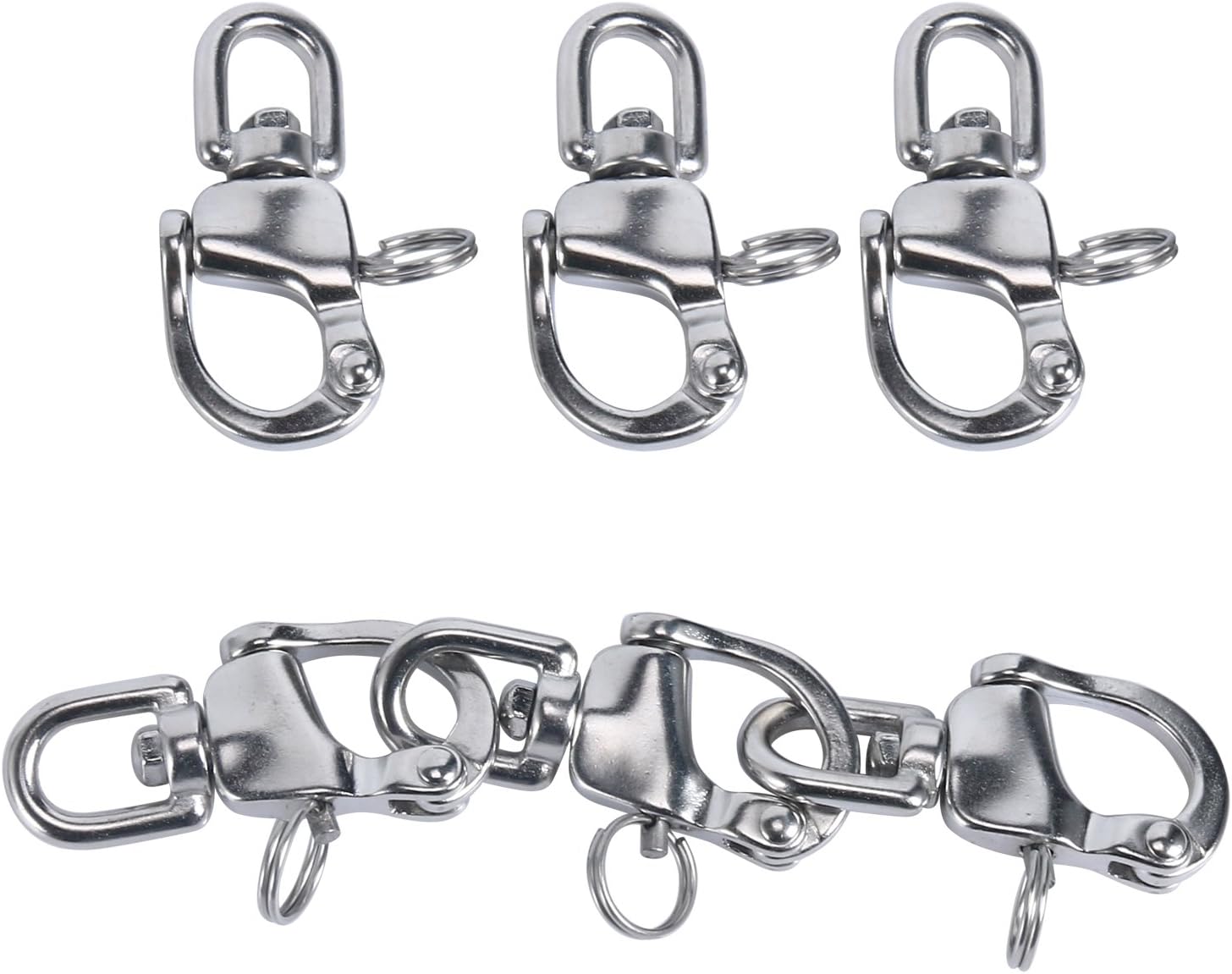 Amarine Made Pair of Swivel Eye Snap Shackle Quick Release Bail Rigging Sailing Boat Marine Stainless Steel for Sailboat Spinnaker Halyard CD309012