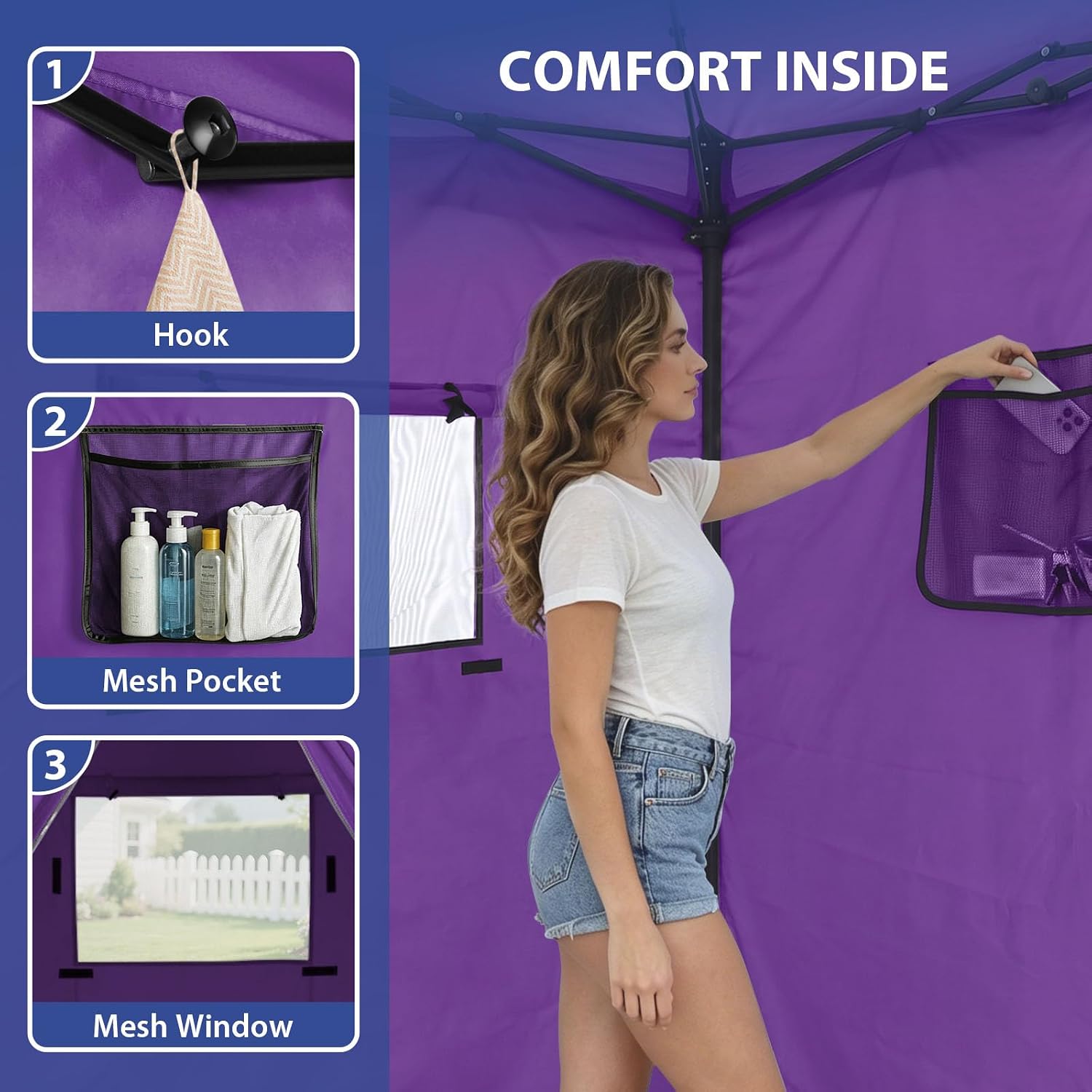 EAGLE PEAK 4x4 Pop Up Changing Tent, Outdoor Changing Room, Gray/White