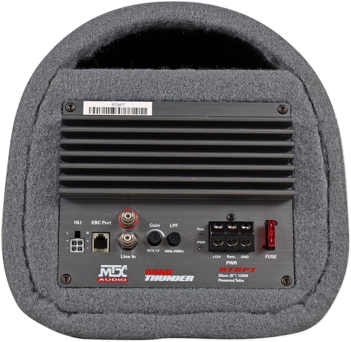 MTX Road Thunder RT8PT 8 240 Watt Powered Subwoofer in Vented/Ported Bass Tube