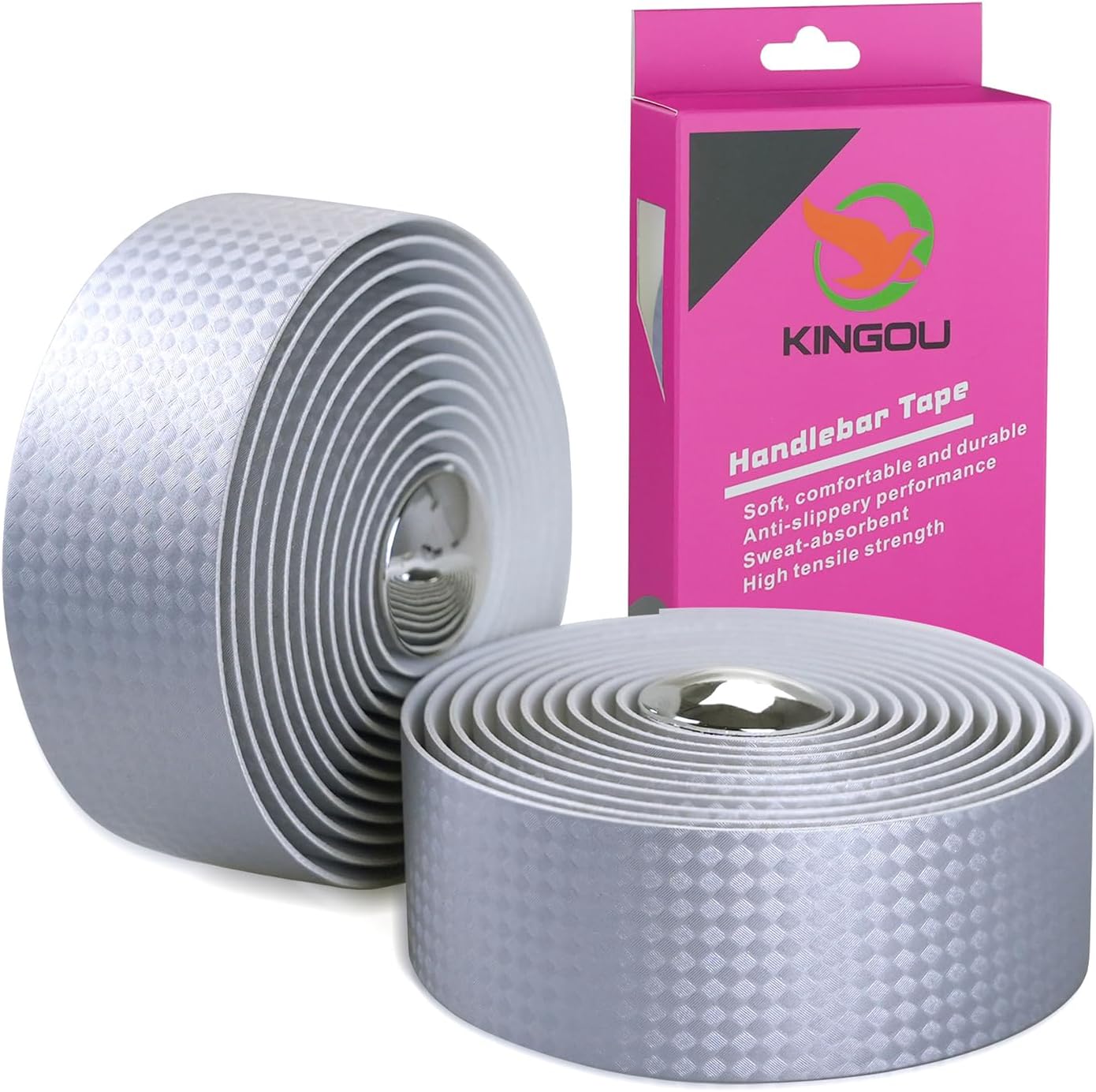 KINGOU Carbon Fiber PU Leather Road Bike Handlebar Tape Bar Tapes - 2PCS Per Set