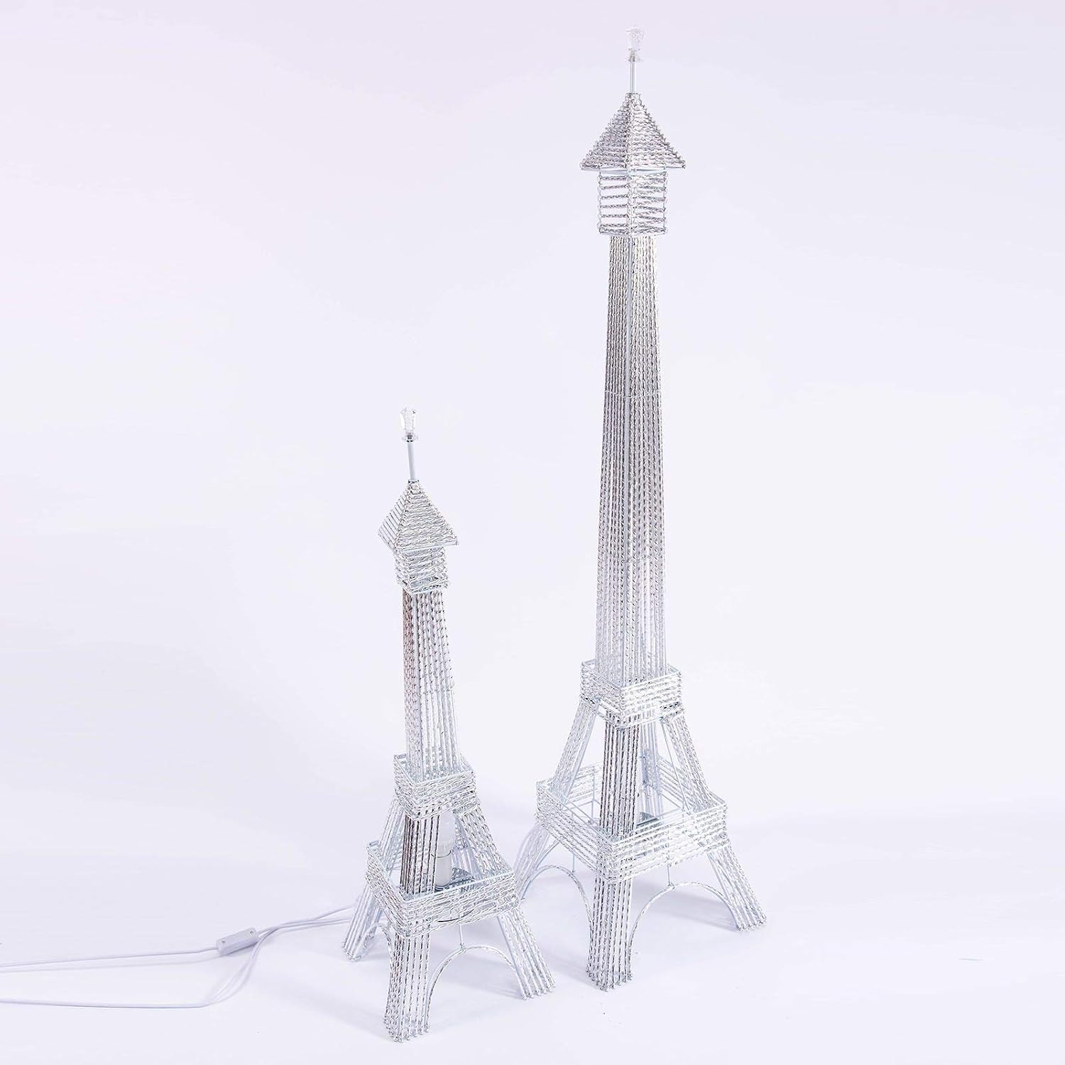 39-Inch Silver Metal Color Changing Eiffel Tower with 80 LED Lights - Wedding Party Home Decorations Supplies