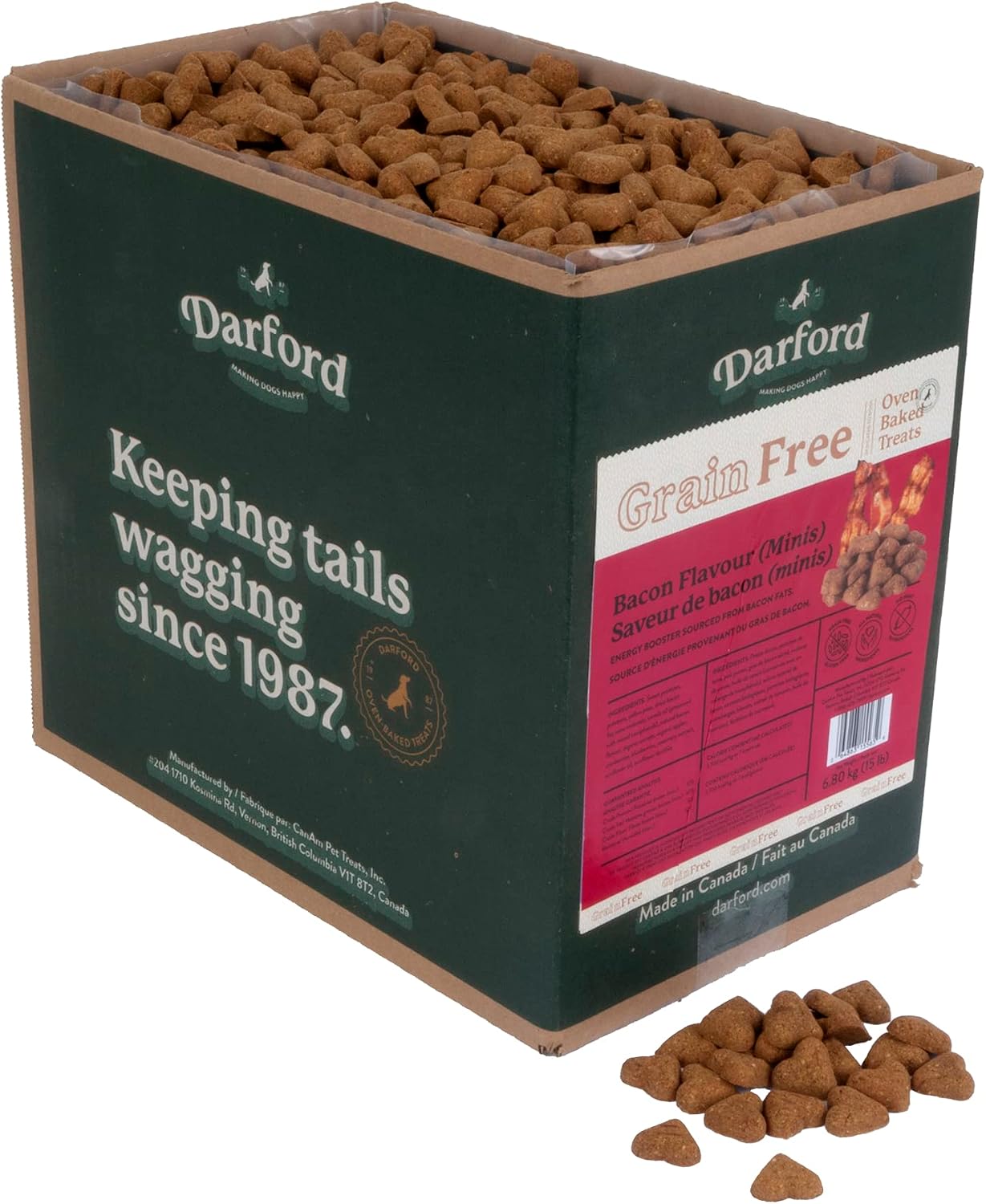 Grain Free Tasty Bacon Flavor Minis Heart Dog Treats, 15 lb