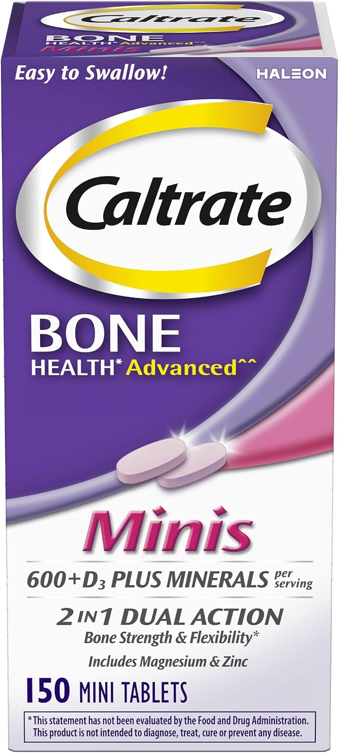Caltrate Minis 600 Plus D3 Vitamin D and Calcium Supplement Tablets, 150 Ct | Highest Level of Vitamin D3, Maximizes Calcium Absorption to Support Strong Bones and Daily Function