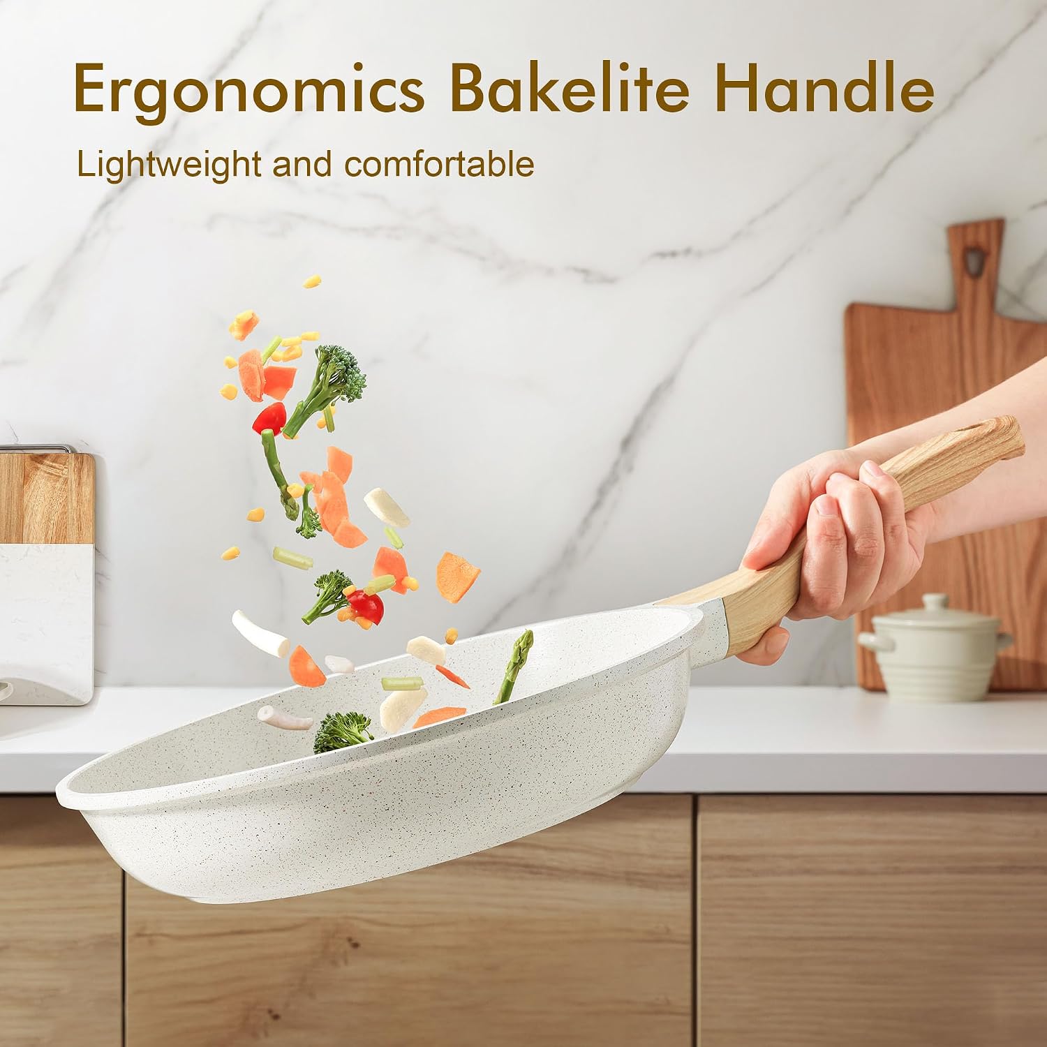 SENSARTE Nonstick Frying Pan Skillet, Swiss Granite Coating Omelette Pan, Healthy Stone Cookware Chef's Pan