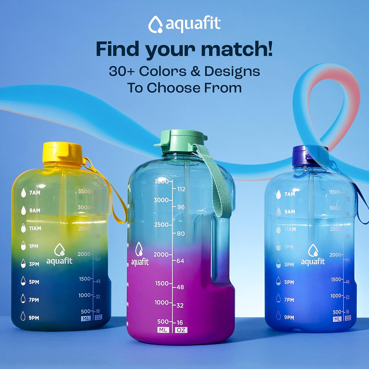 AQUAFIT 1 Gallon Water Bottle with Time Marker