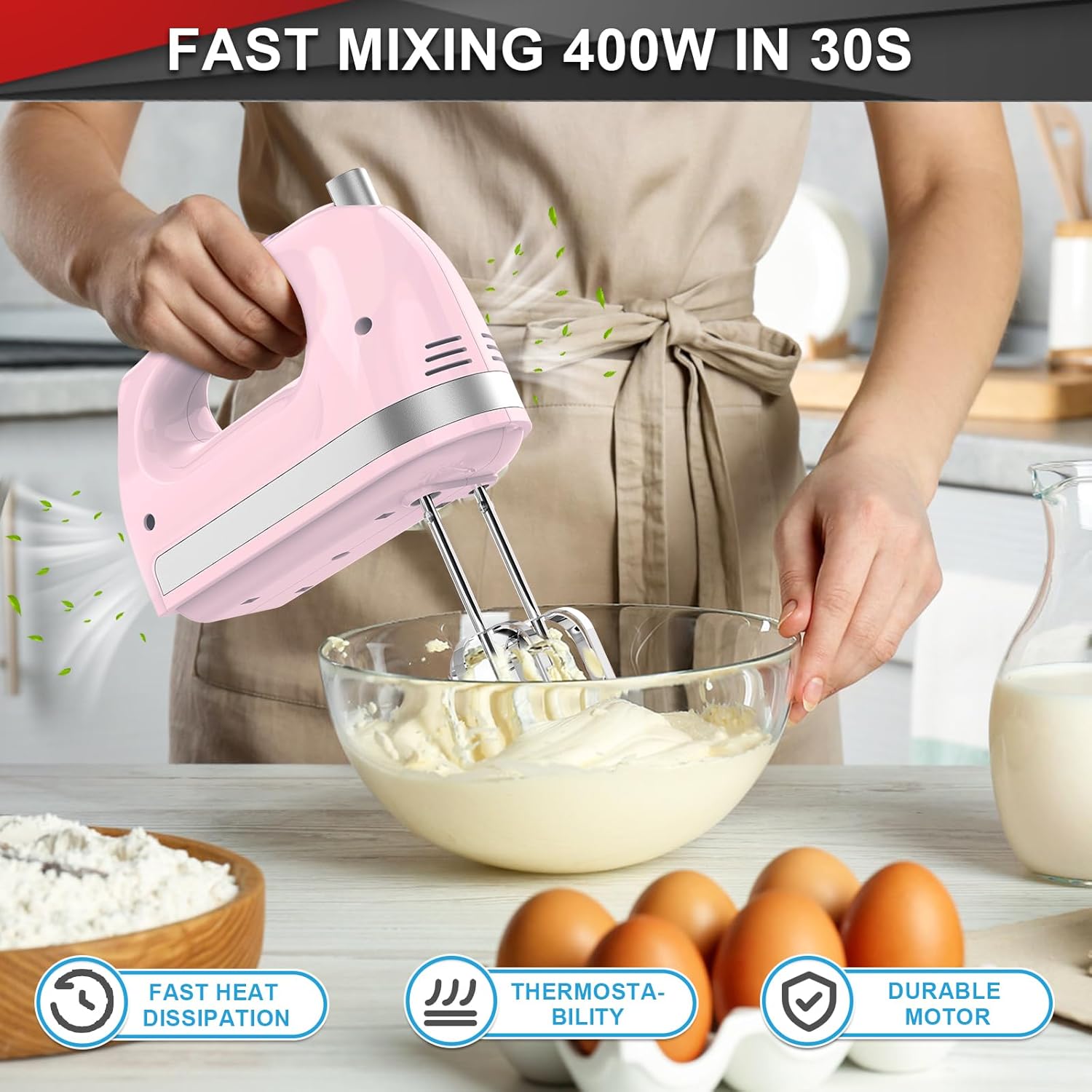 Lord Eagle Hand Mixer Electric Handheld 400W 5-Speed Lightweight