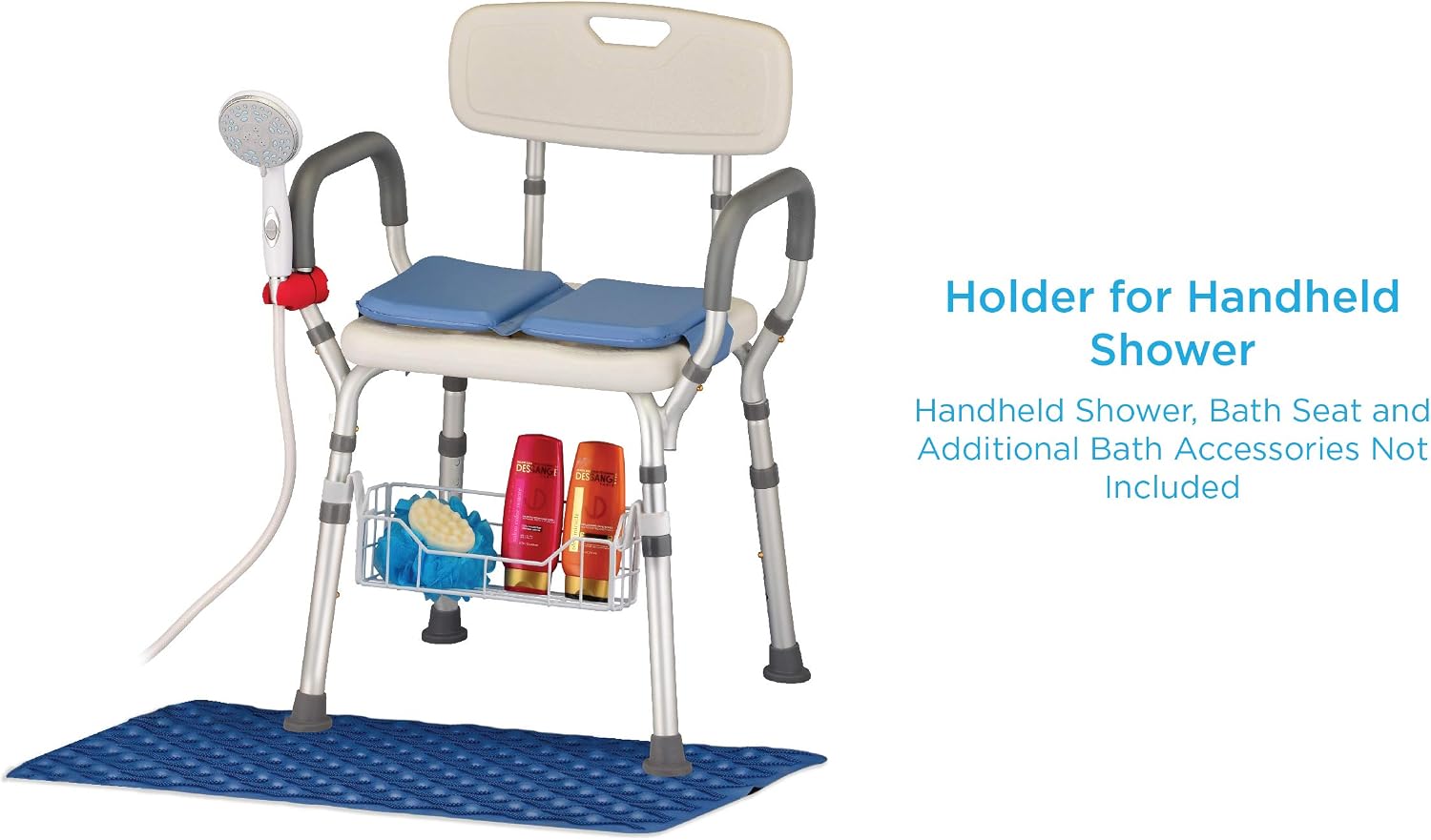 NOVA Handheld Shower Holder Attachment for Bath Seats & Transfer Benches – Universal Mount for Bath Stool, Shower Commode & Chairs, Adjustable
