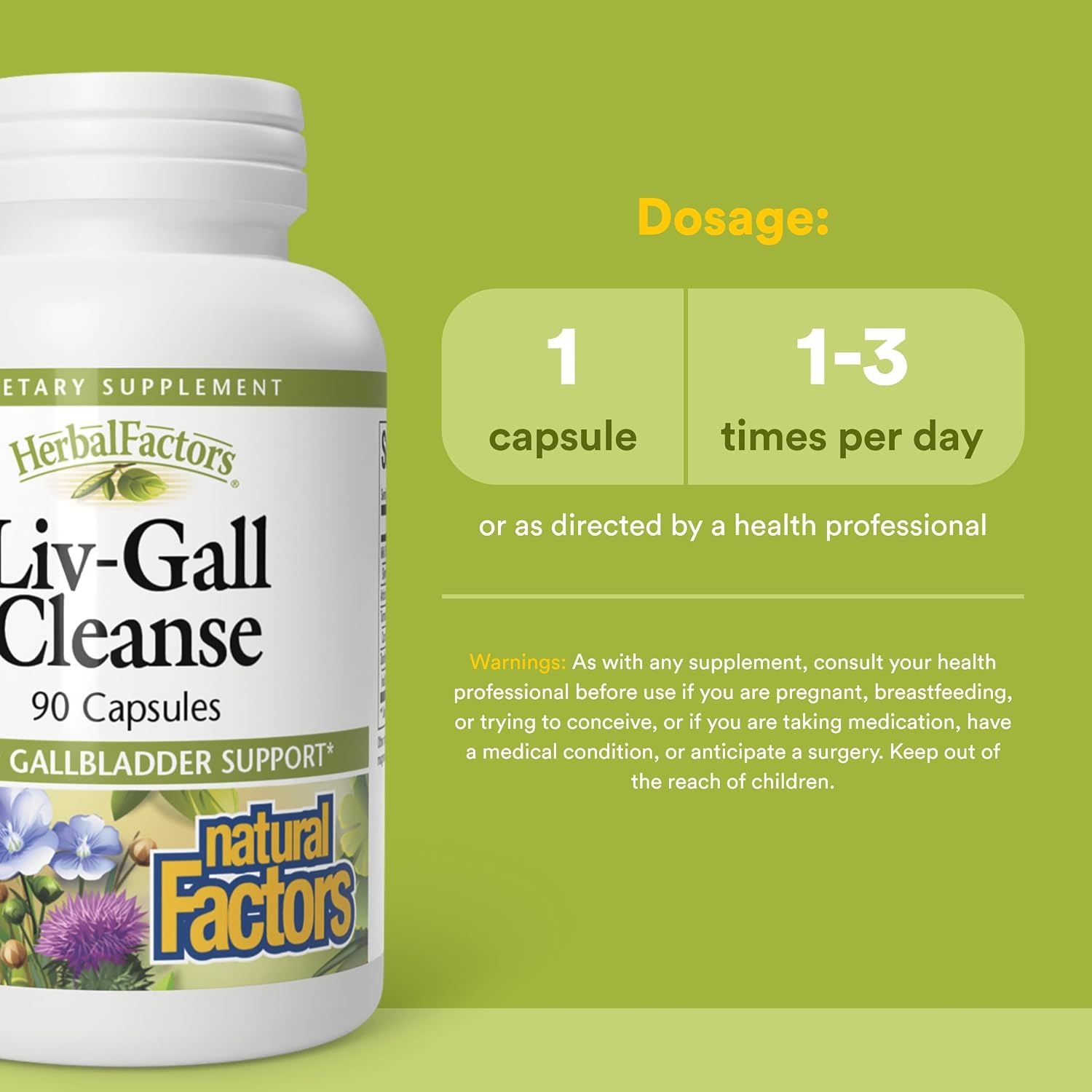 Natural Factors - HerbalFactors Liv-Gall Cleanse, Herbal Support for Liver & Gallbladder, 90 Capsules