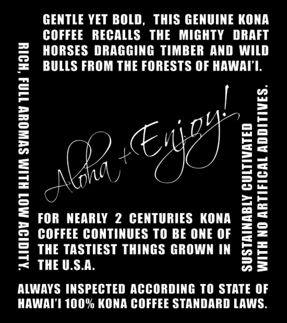 Blue Horse 100% Kona Coffee Whole Bean - 16 oz Medium Roast, Farm Fresh | Certified Organic, Arabica Whole Beans,, Grown In Hawaii USA, Shade Grown, Handpicked, Vacuum Sealed Bag, Caffeinated, Vegan