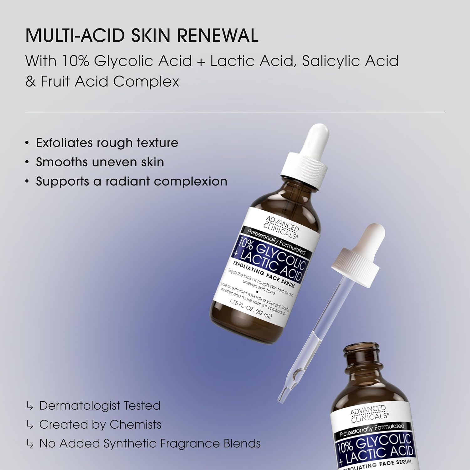 Advanced Clinicals Brightening Vitamin C Serum For Face With Glycolic Acid + Lactic Acid | Vitamin C Eye Serum Face Moisturizer For Improving Look Of Dark Spots & Uneven Complexion, 1.75 Fl Oz
