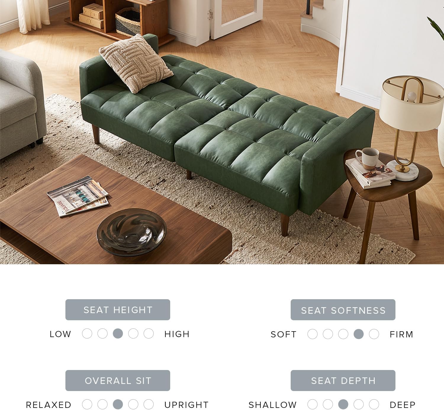 mopio 76.4" Futon Sofa Bed Chevron Styled, Sleeper Couch (Old Rosa Velvet)