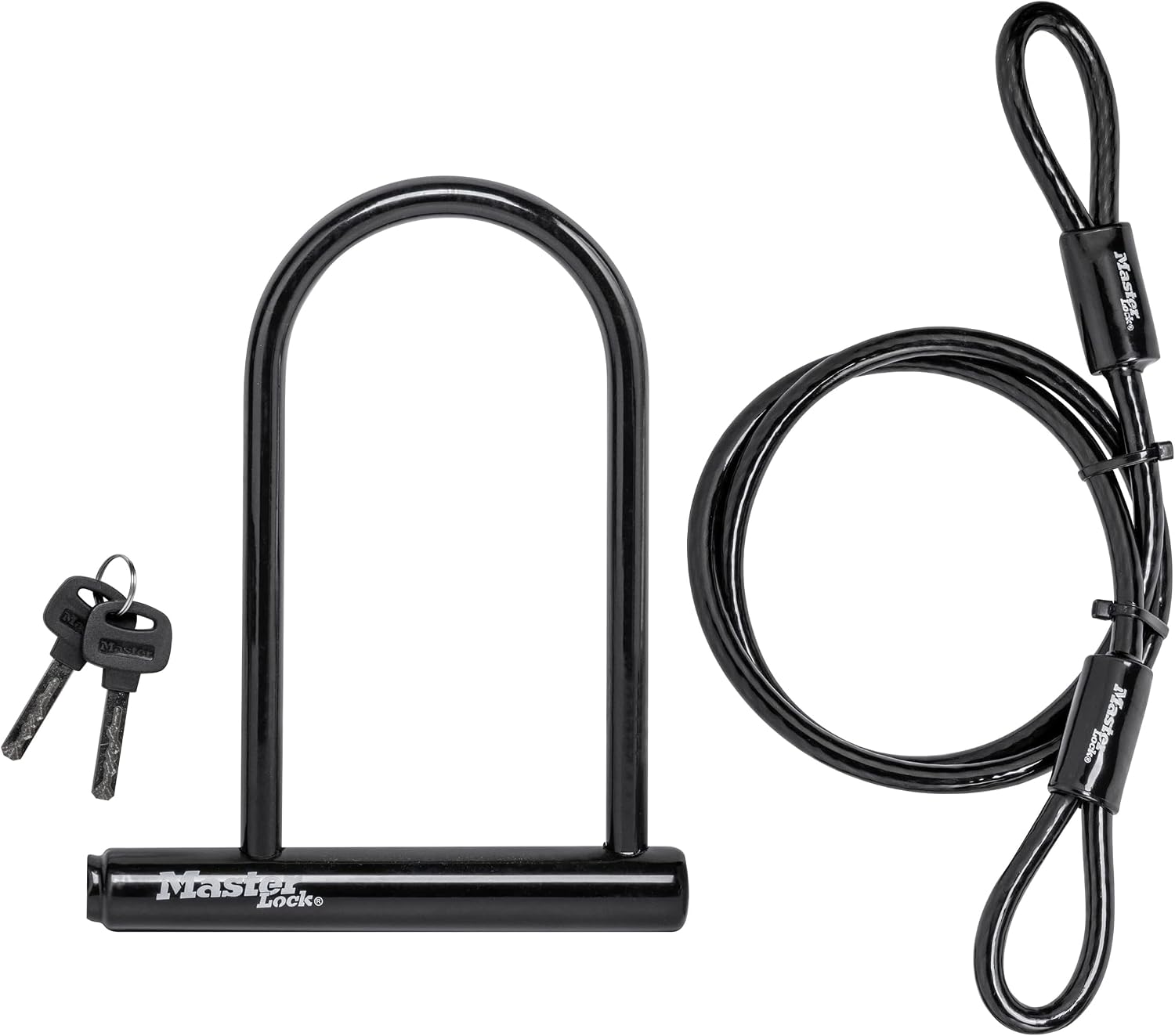 Master Lock Black Bike Lock with Key, Standard Size U-Lock for Bicycles and Other Outdoor Equipment, Anti-Theft Lock for Bikes, 8320D