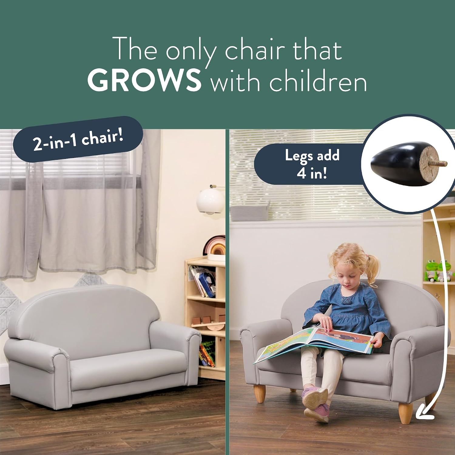 Children's Factory Upholstered Toddler Couch, Sofa, Deep Water