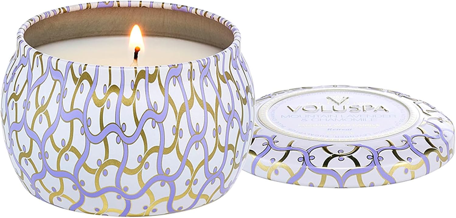 Voluspa Baltic Amber Candle | Mini Tin | 4 Oz. | 25 Hour Burn Time | Coconut Wax for a Cleaner Burn
