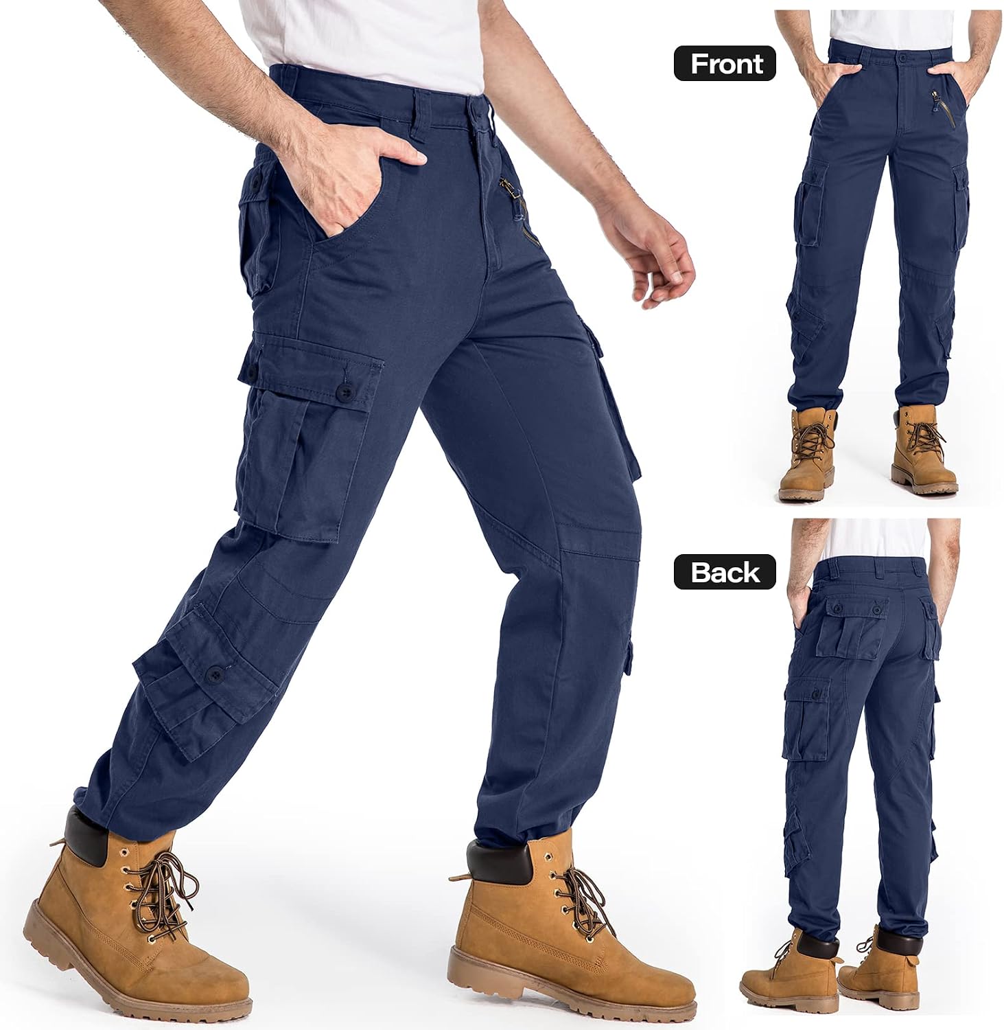 Mens Cargo Pants Camo Work Tactical Rip Stop BDU Casual Army Military Pants | 100% Cotton,Wear Resistant,Breathable,Sweat-absorbent,Men's Wild Cargo Pants with 8 Pockets,Relaxed Loose Fit Hiking Pants