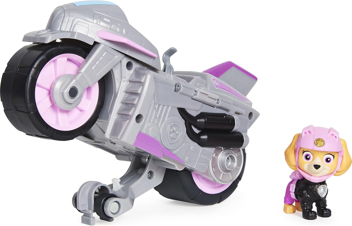 PAW Patrol, Moto Pups Skye’s Deluxe Pull Back Motorcycle Vehicle with Wheelie Feature and Figure