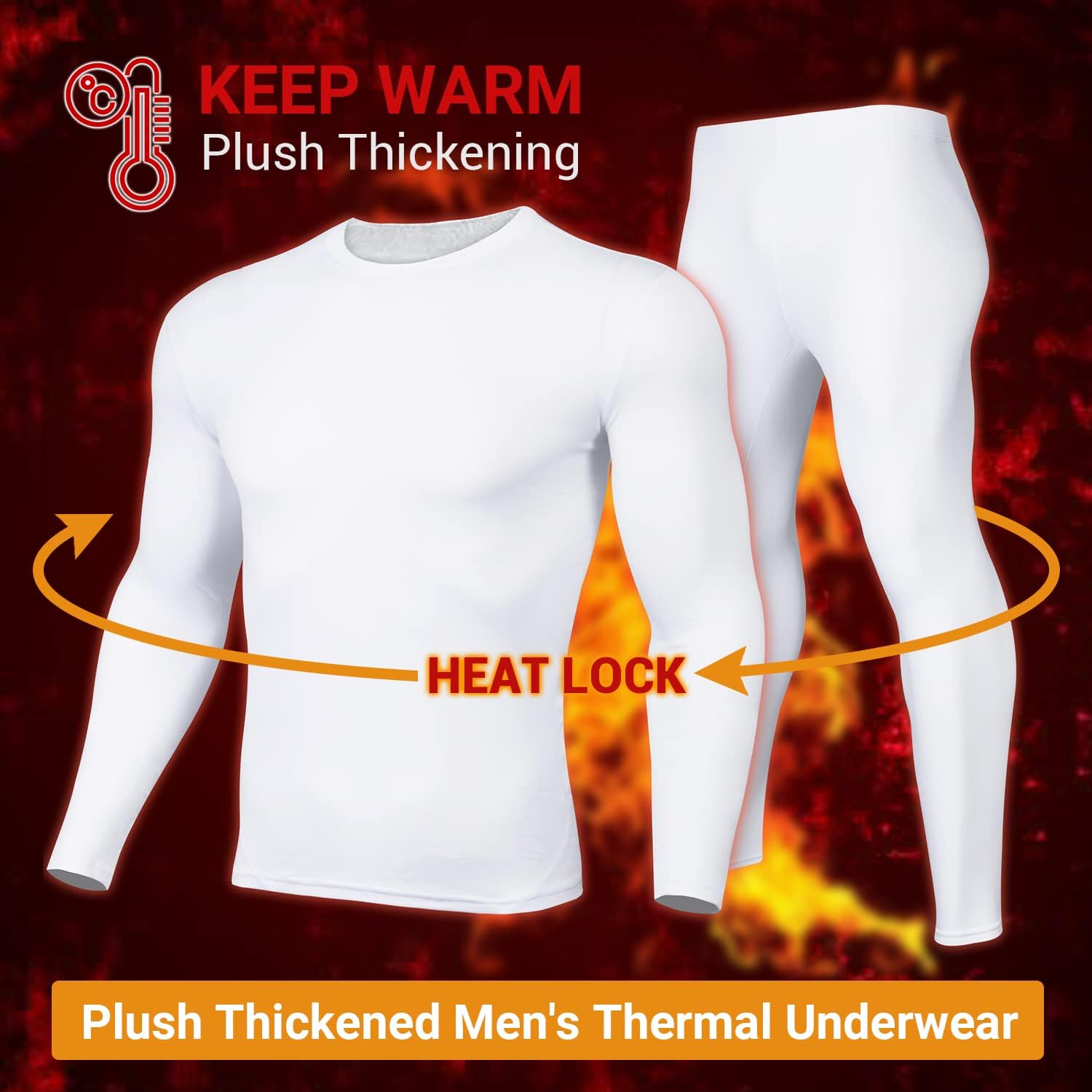 PISIQI Thermal Underwear Men Long Johns Set Ultra-Soft with Fleece Lined Base Layer Winter Skiing Warm Top & Bottom