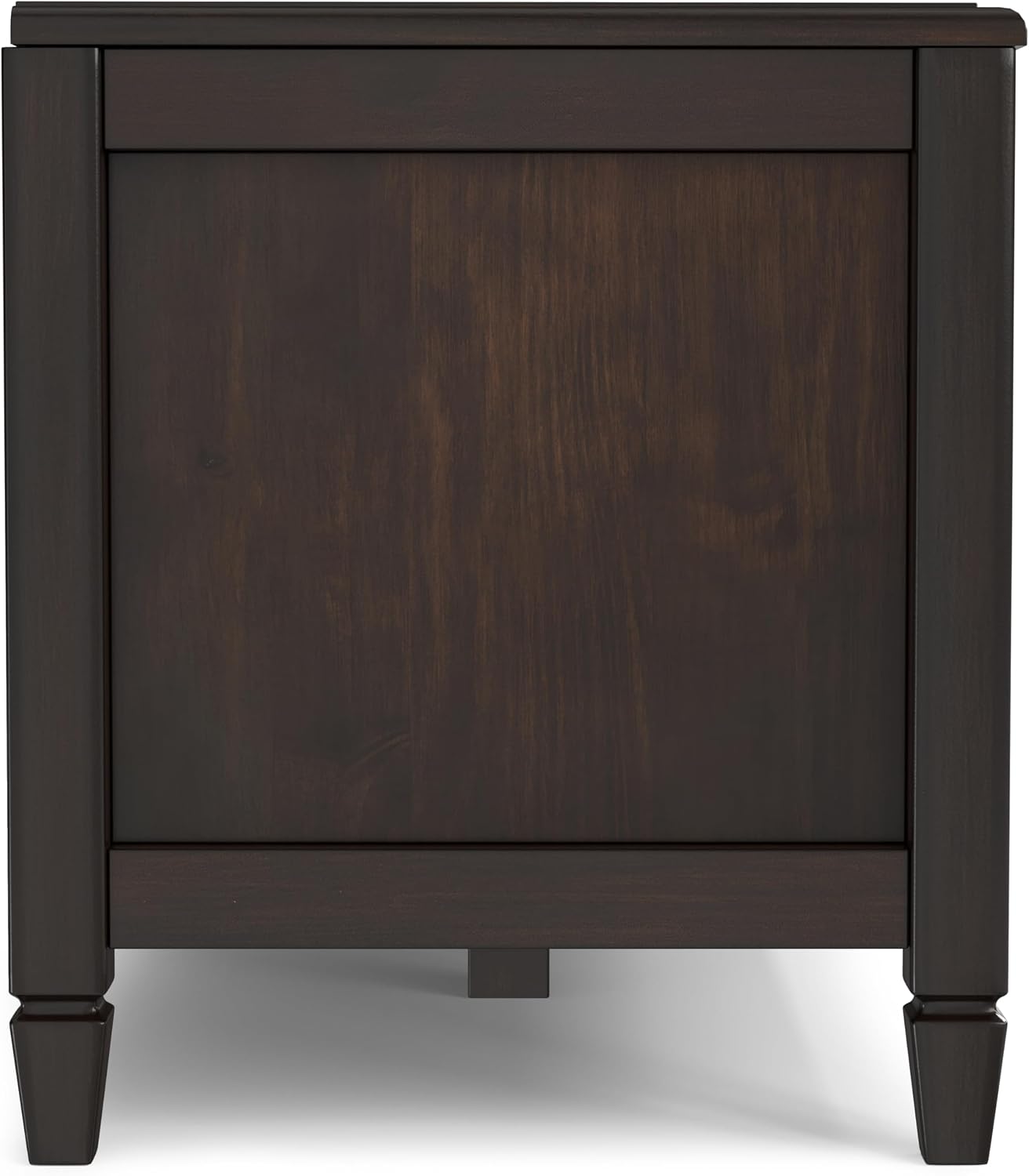 SIMPLIHOME Harvey 47" Wide Solid Mango Wood Bench in Natural | Traditional entryway bench in dark chestnut brown with a lift-up lid and 3 hidden compartments; shoe or hallway bench.