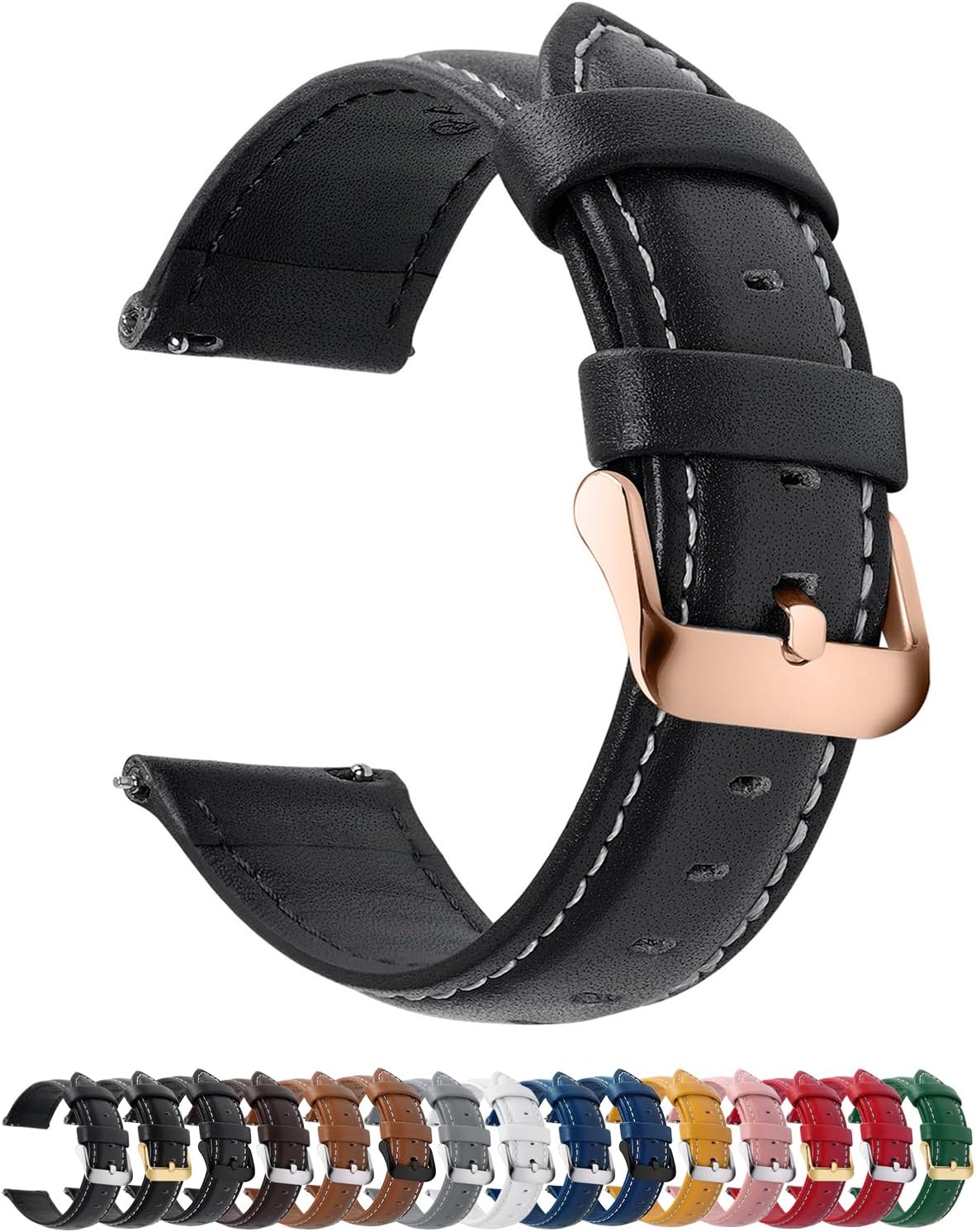 Fullmosa 22mm Quick Release Leather Watch Band for Garmin Samsung Galaxy | Strap for Garmin Vivoactive 4 45mm,Garmin Venu 4(45mm)/Venu 3/Venu 2,Samsung Galaxy Women Men, Red&Silver Buckle